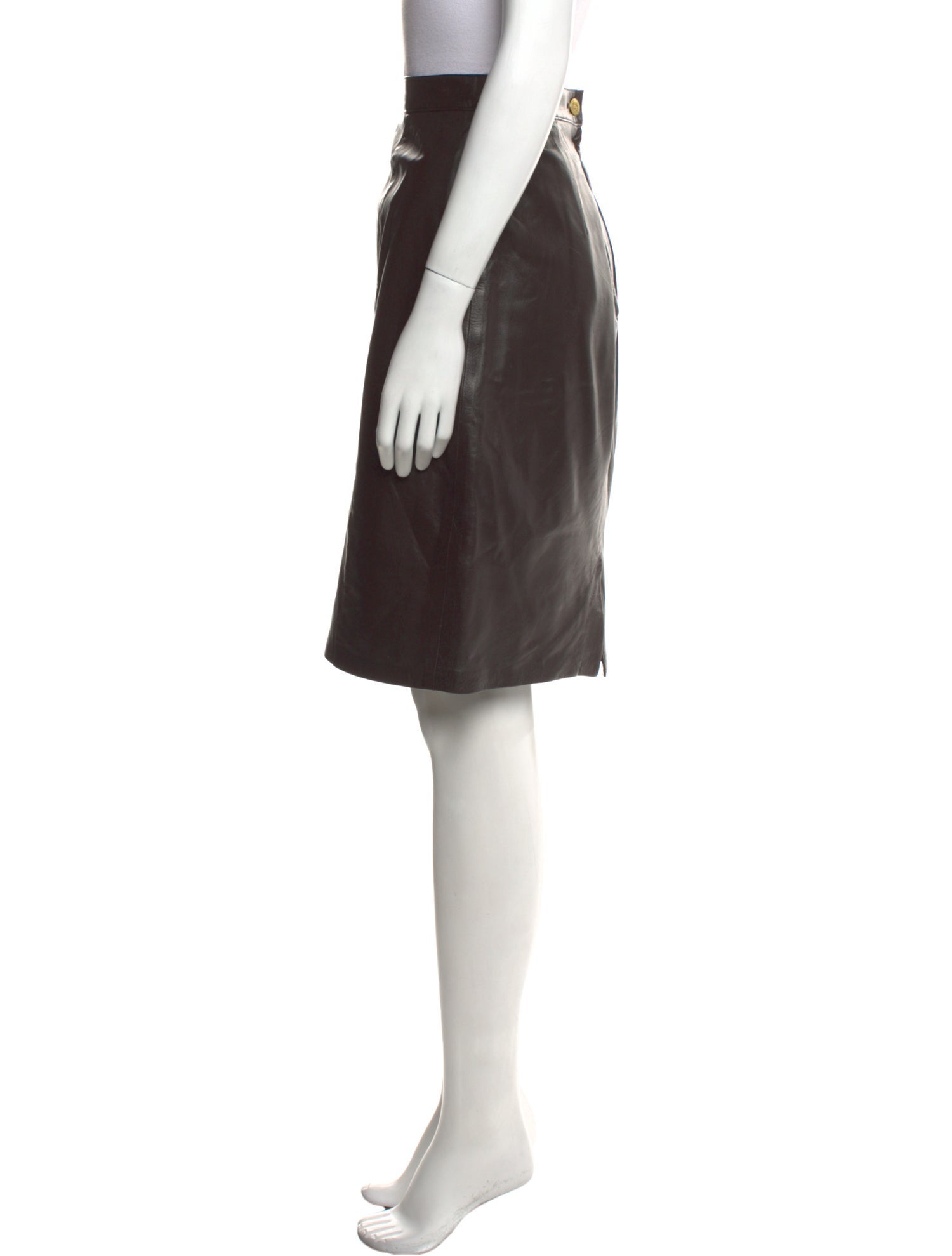 St. John Collection Leather Knee-Length Skirt