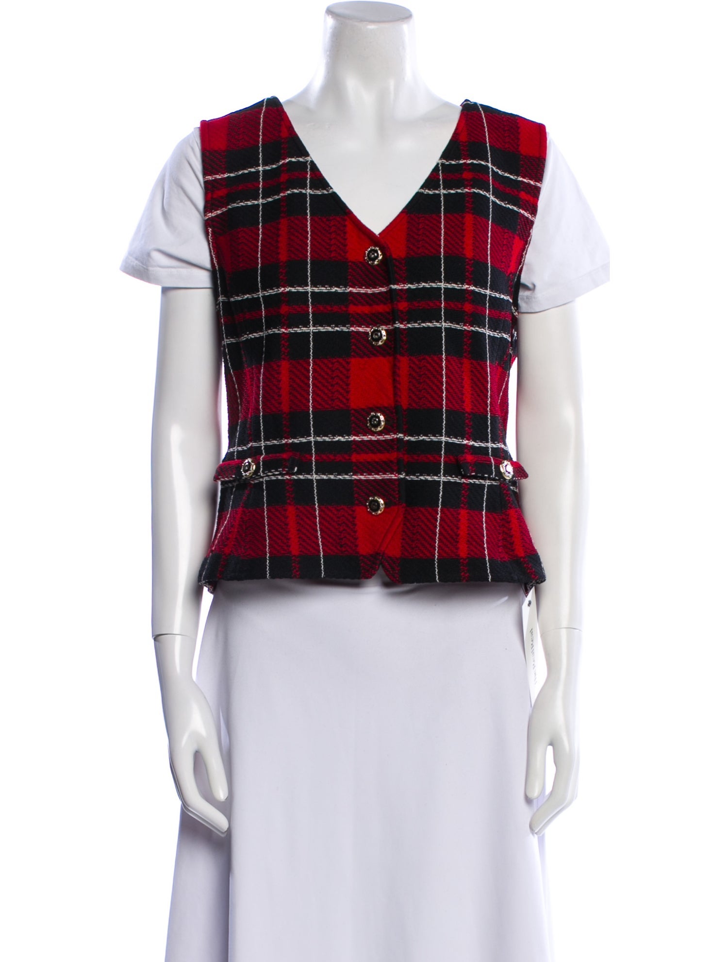 St. John Collection Plaid Print Vest