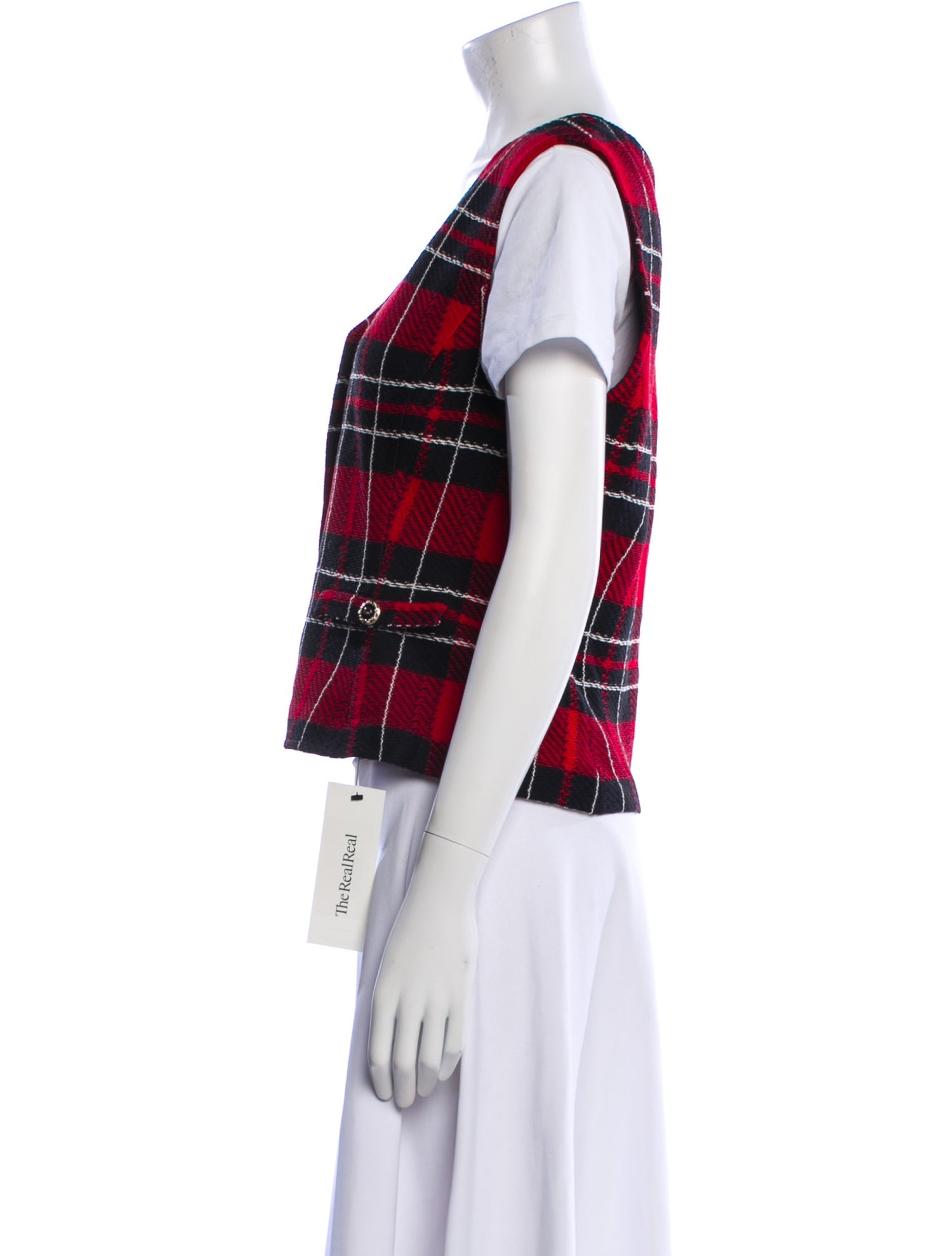 St. John Collection Plaid Print Vest