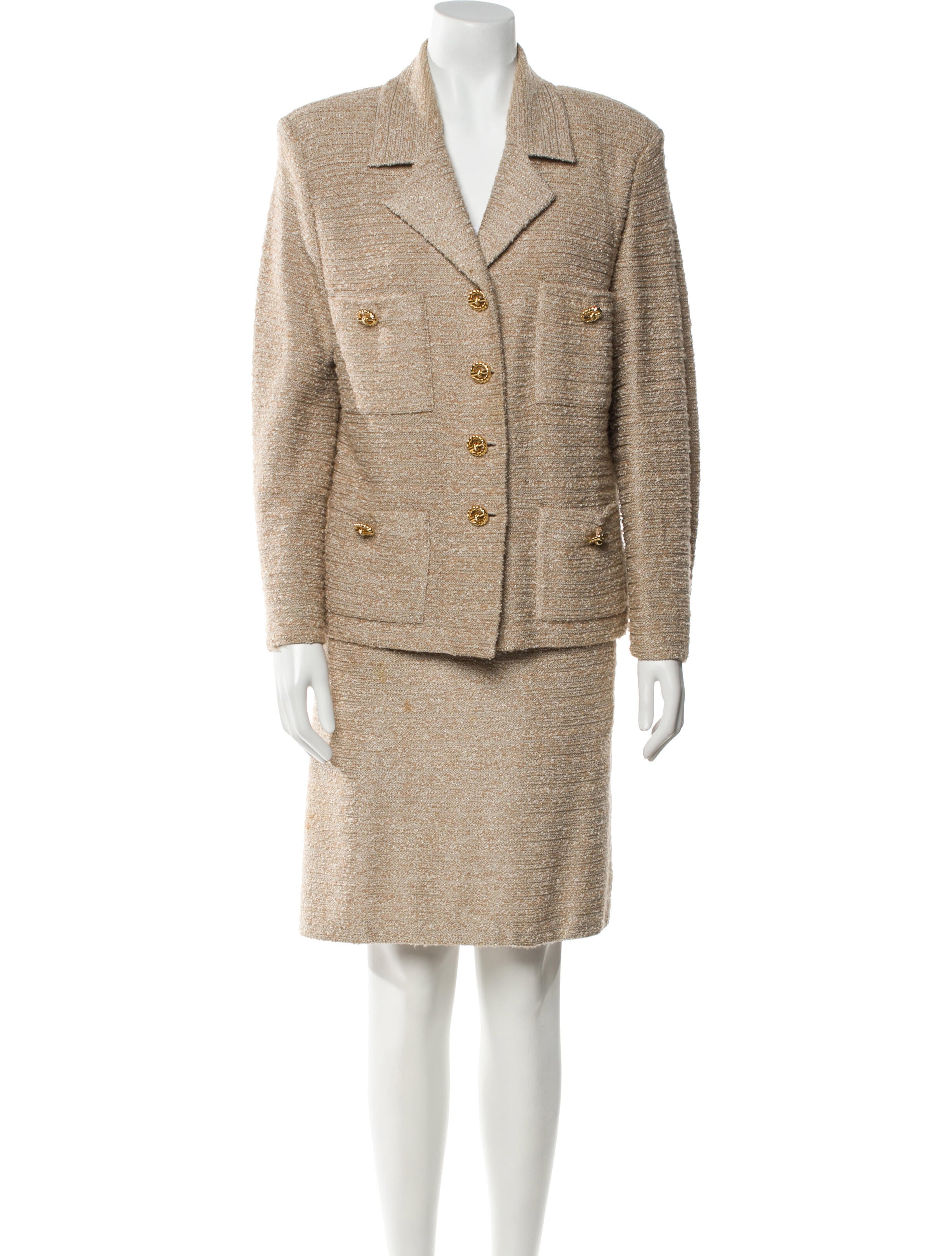 St. John Collection Wool Tweed Pattern Skirt Set