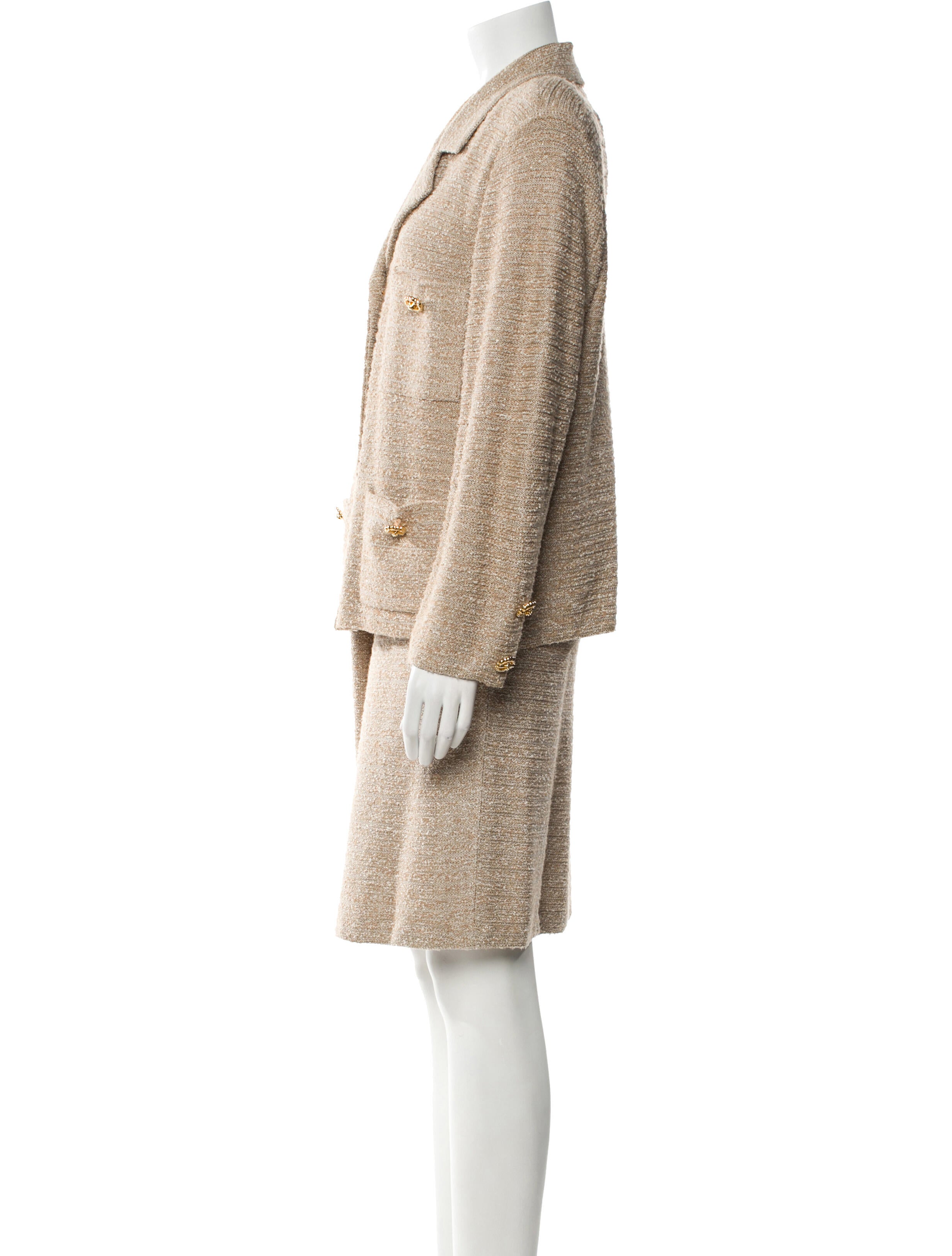 St. John Collection Wool Tweed Pattern Skirt Set