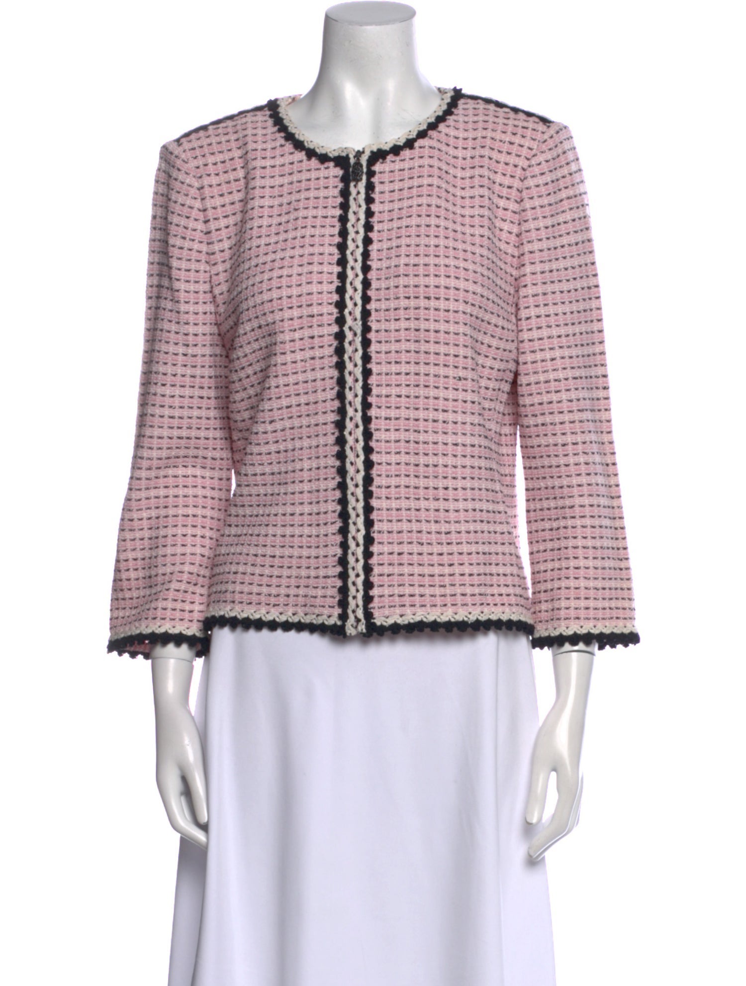 St. John Collection Plaid Print Crew Neck Blouse