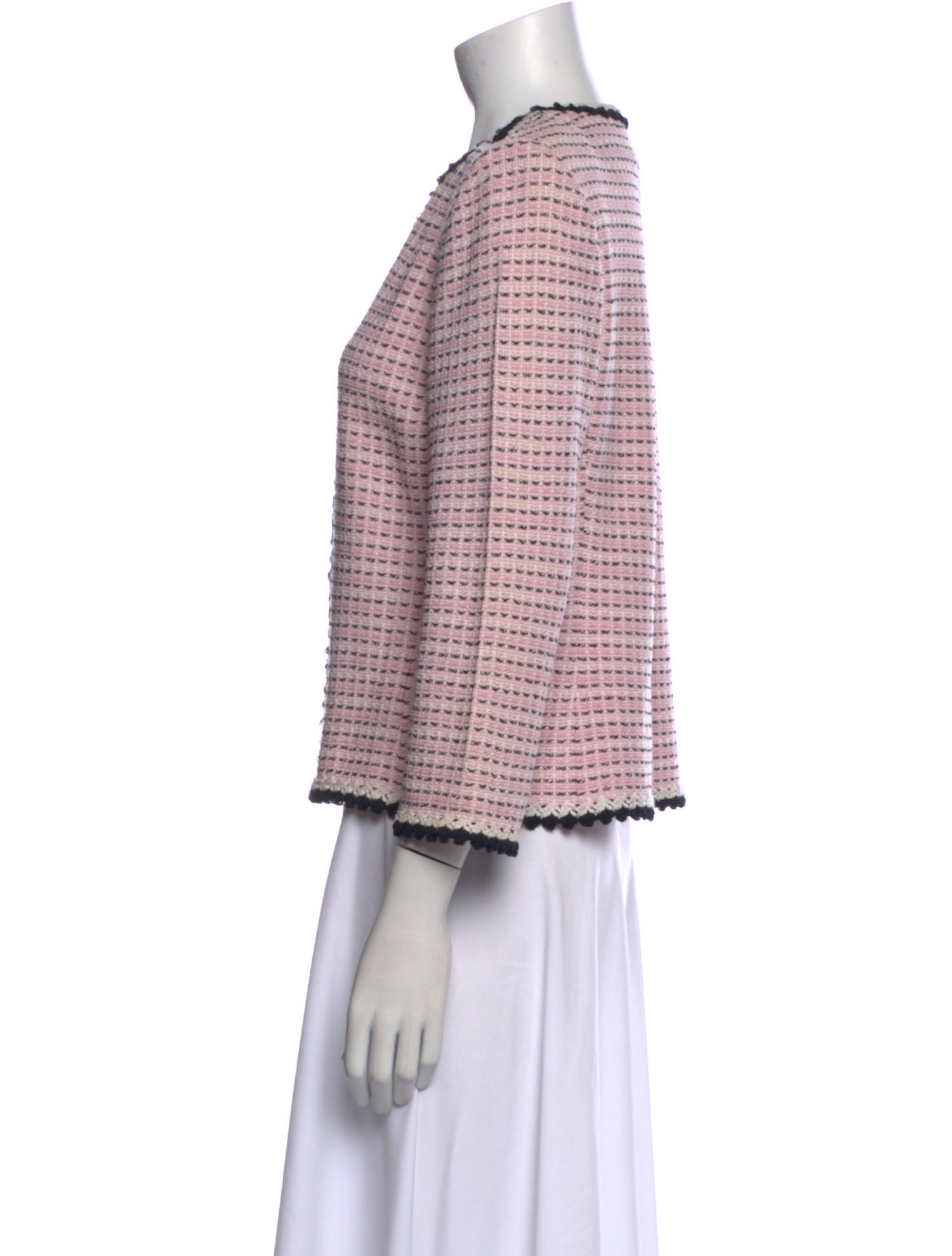 St. John Collection Plaid Print Crew Neck Blouse