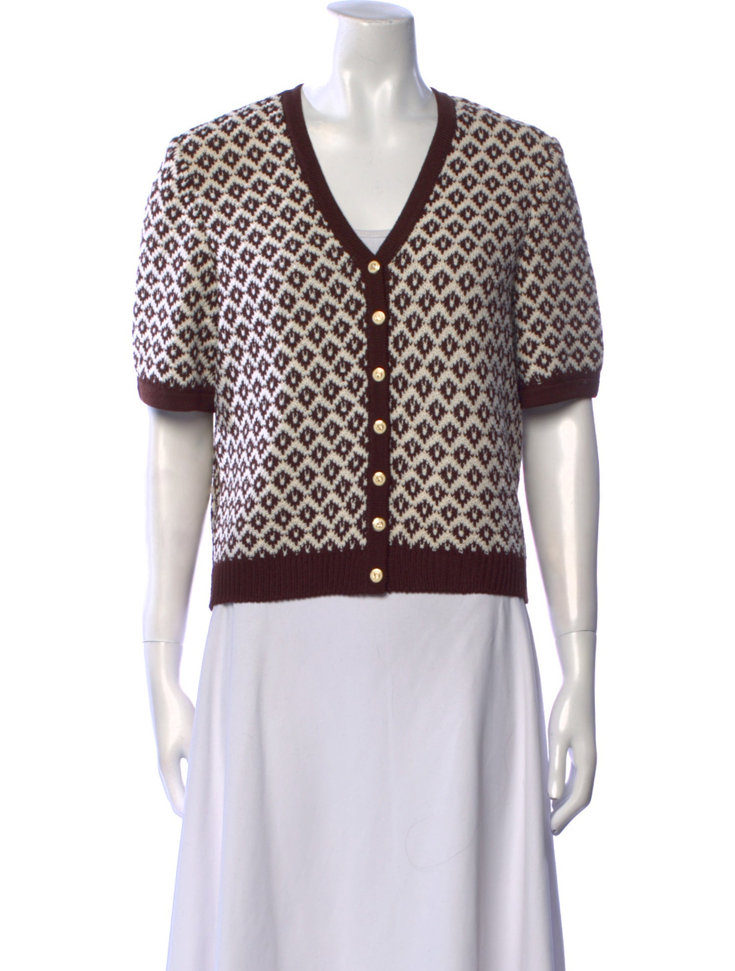 St. John Collection Printed V-Neck Sweater