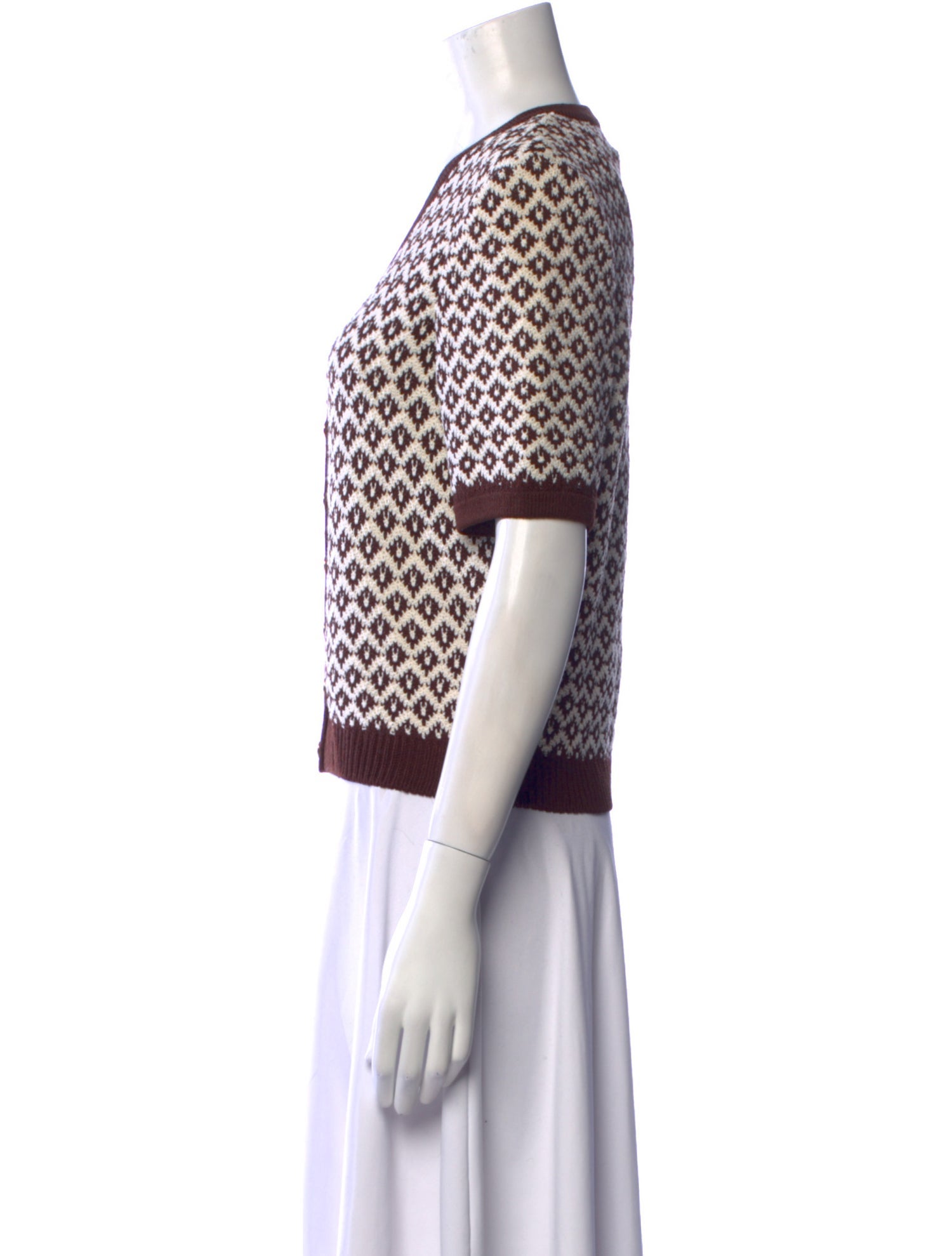 St. John Collection Printed V-Neck Sweater