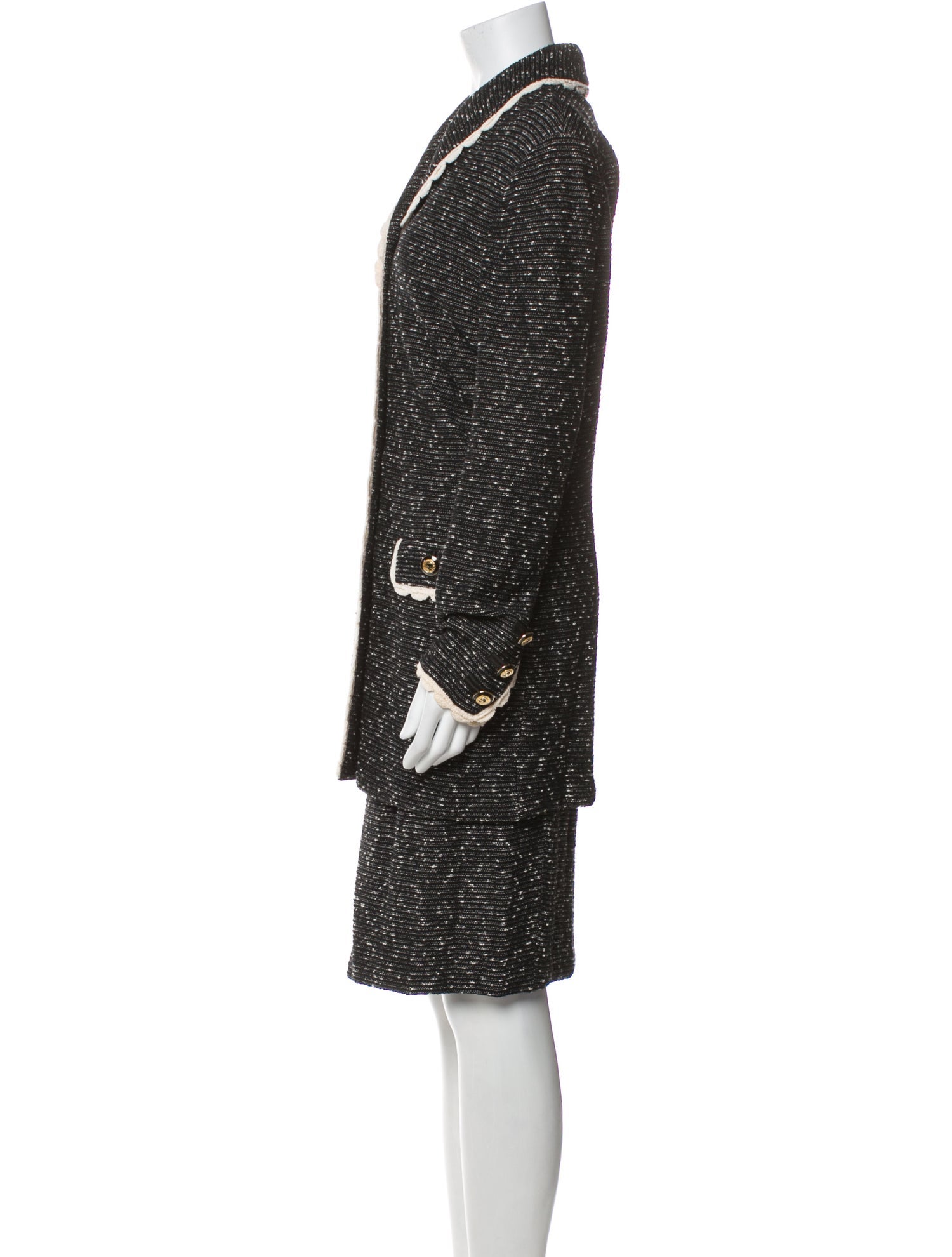 St. John Collection Wool Scalloped Accent Skirt Set