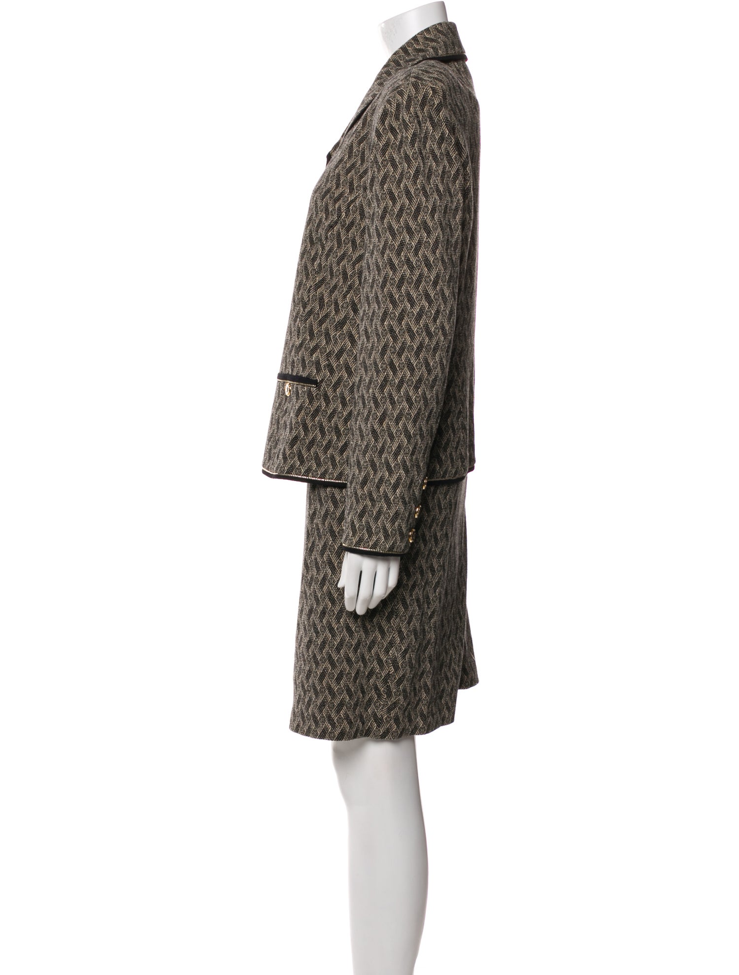 St. John Collection Wool Printed Skirt Suit