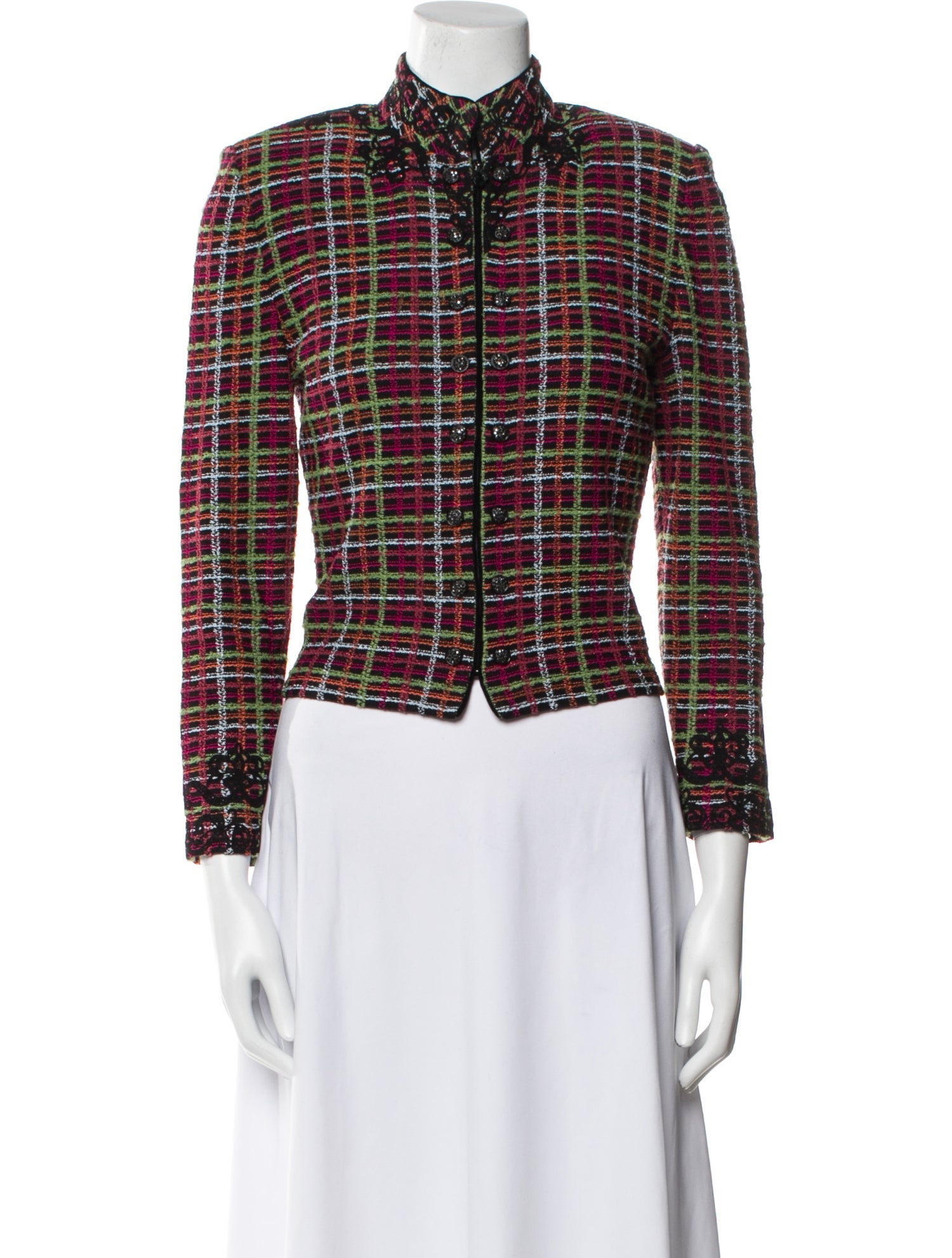 St. John Collection Plaid Print Evening Jacket