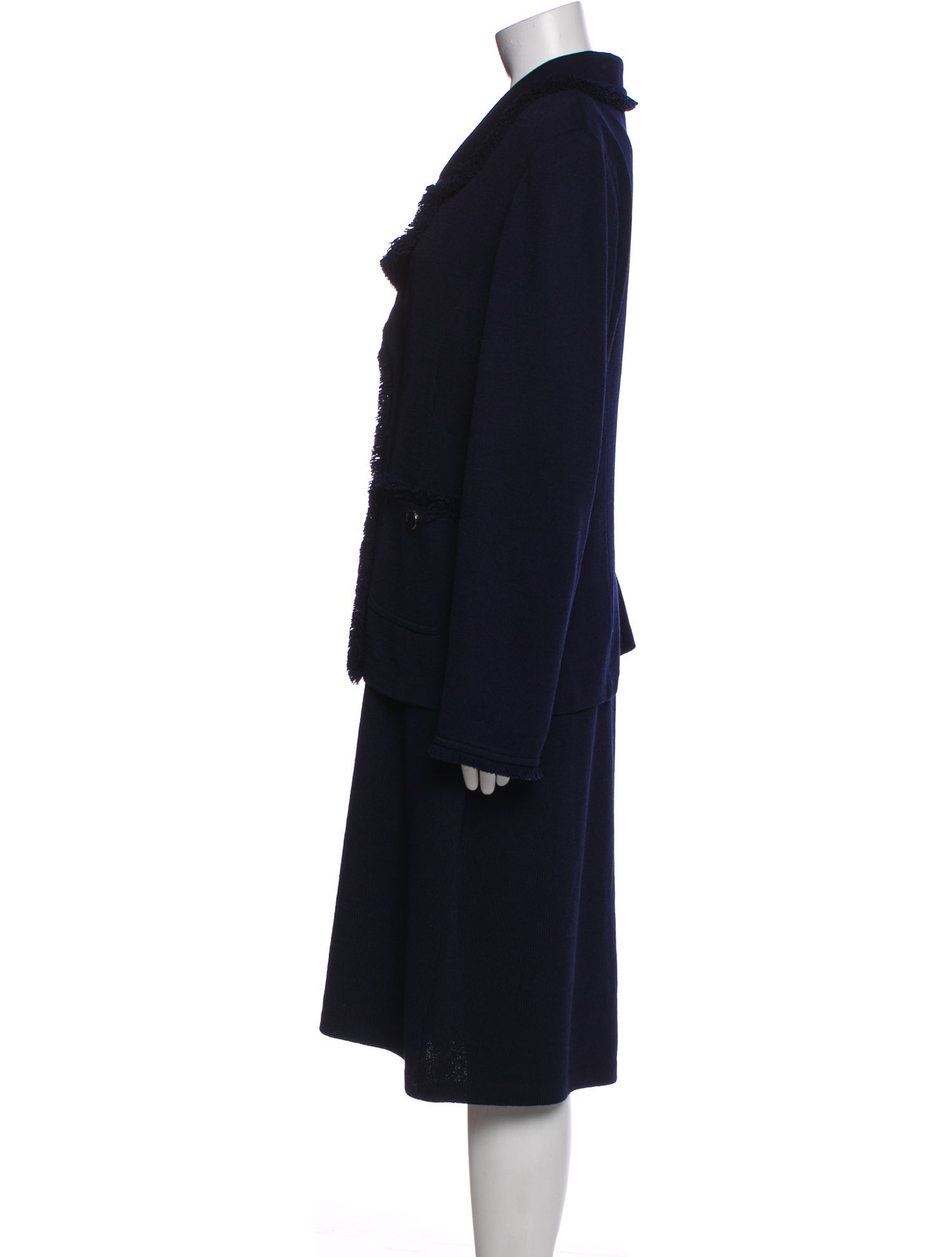 St. John Collection Wool Fringe Trim Accent Dress Set