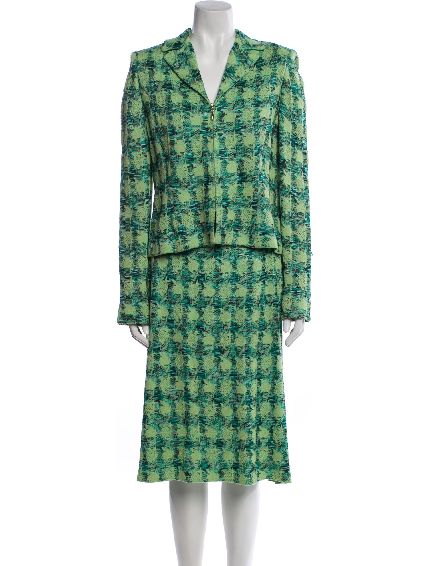 St. John Collection Plaid Print Skirt Suit