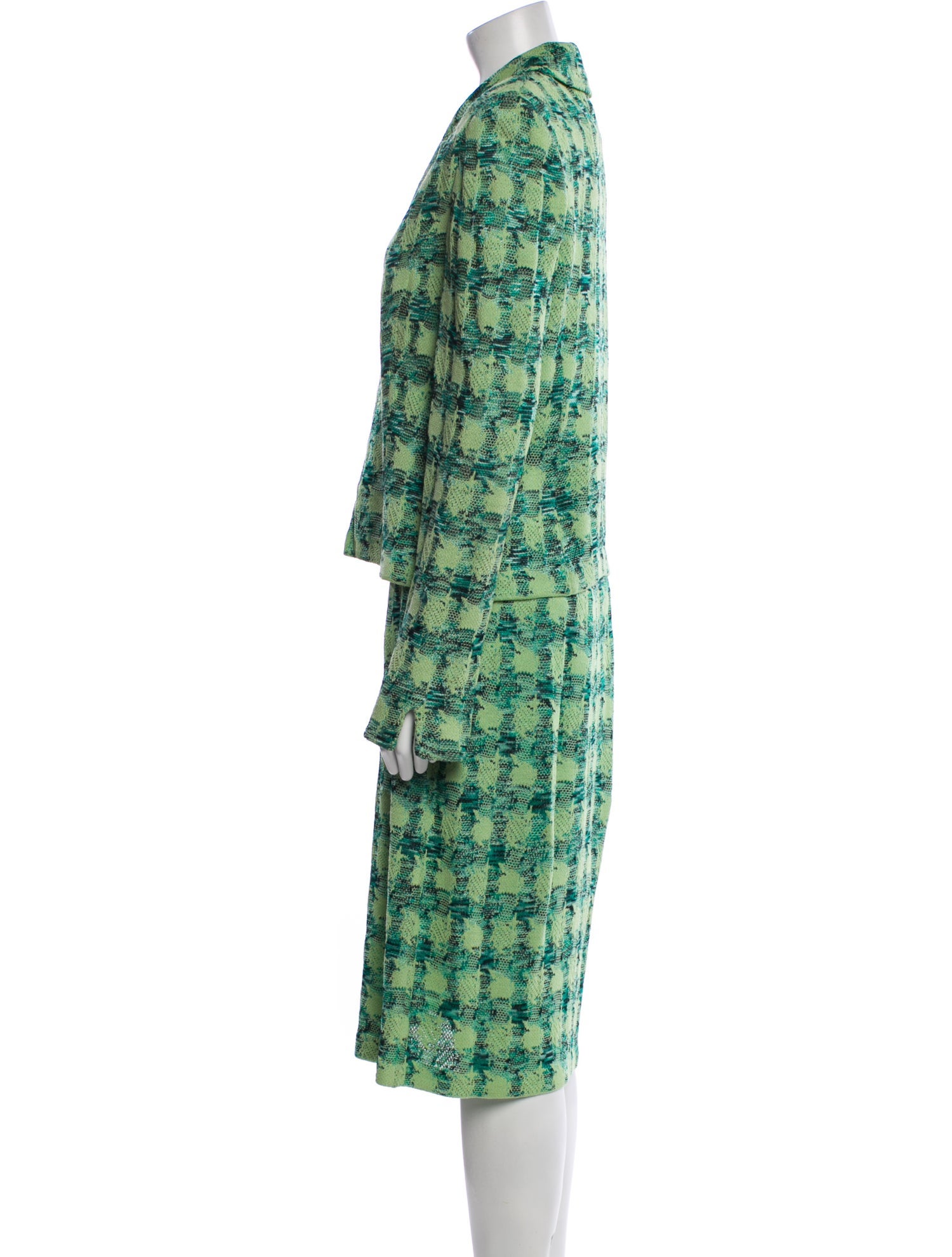 St. John Collection Plaid Print Skirt Suit