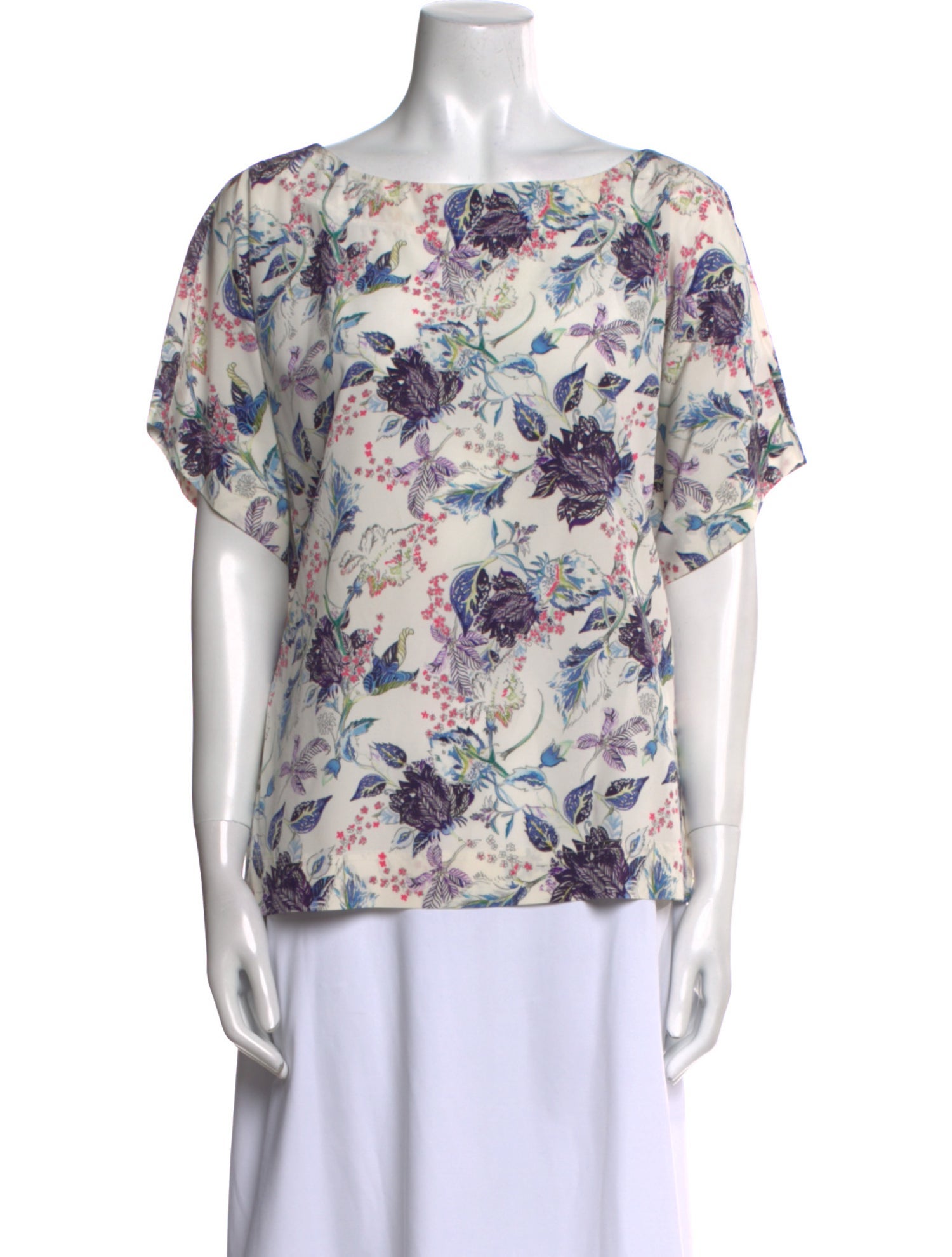St. John Collection Silk Floral Print T-Shirt