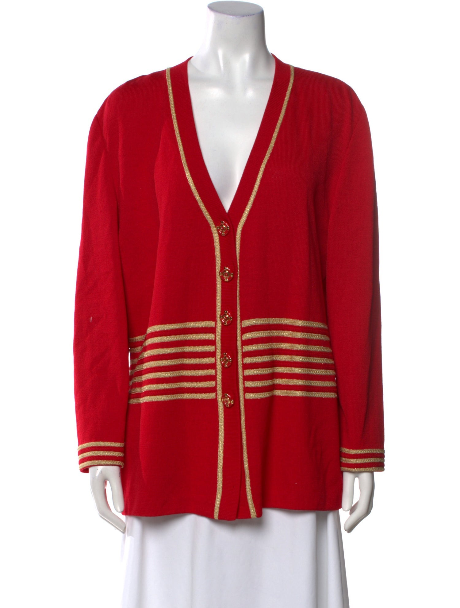 St. John Collection Striped V-Neck Sweater