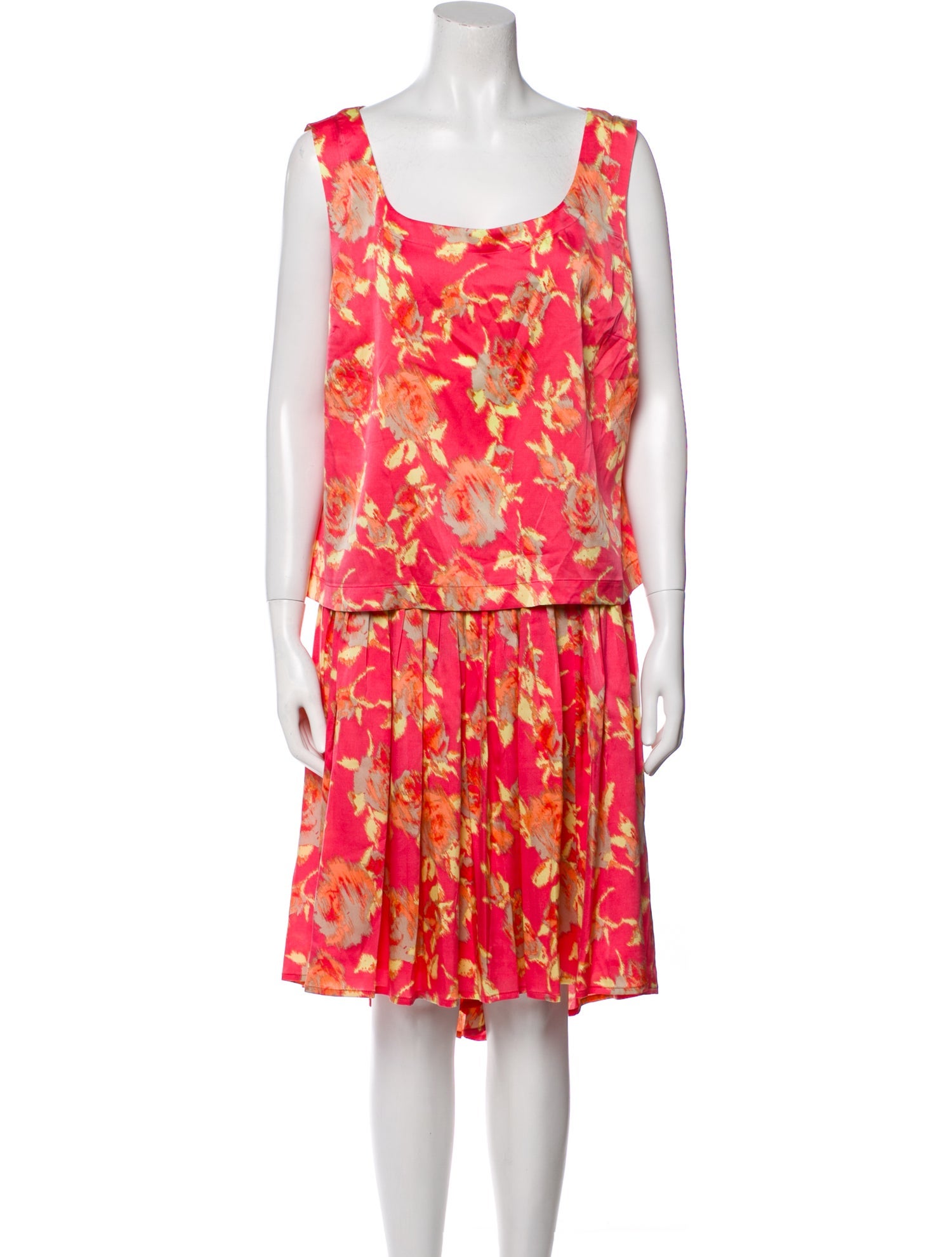 St. John Collection Silk Floral Print Skirt Set