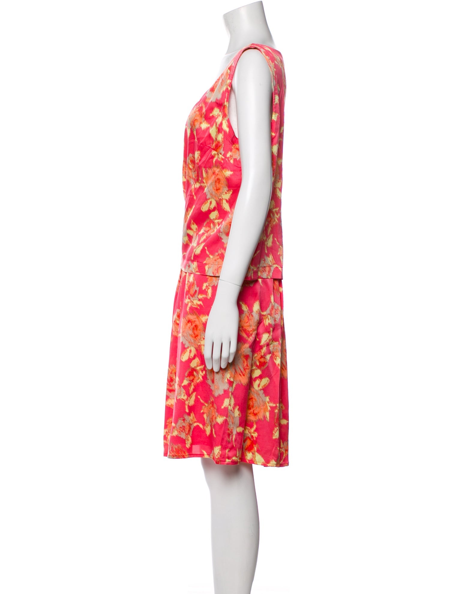 St. John Collection Silk Floral Print Skirt Set