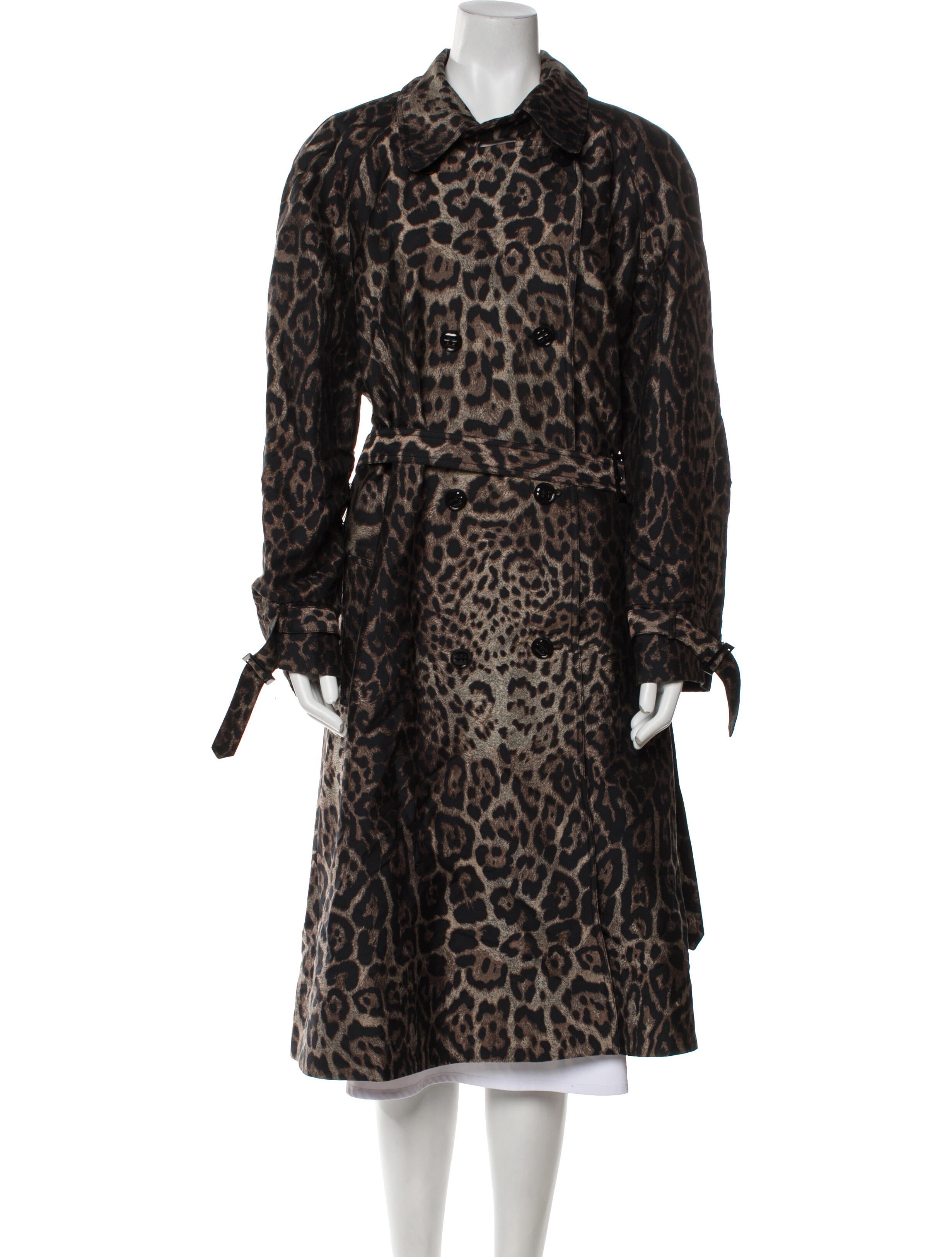 St. John Collection Animal Print Trench Coat