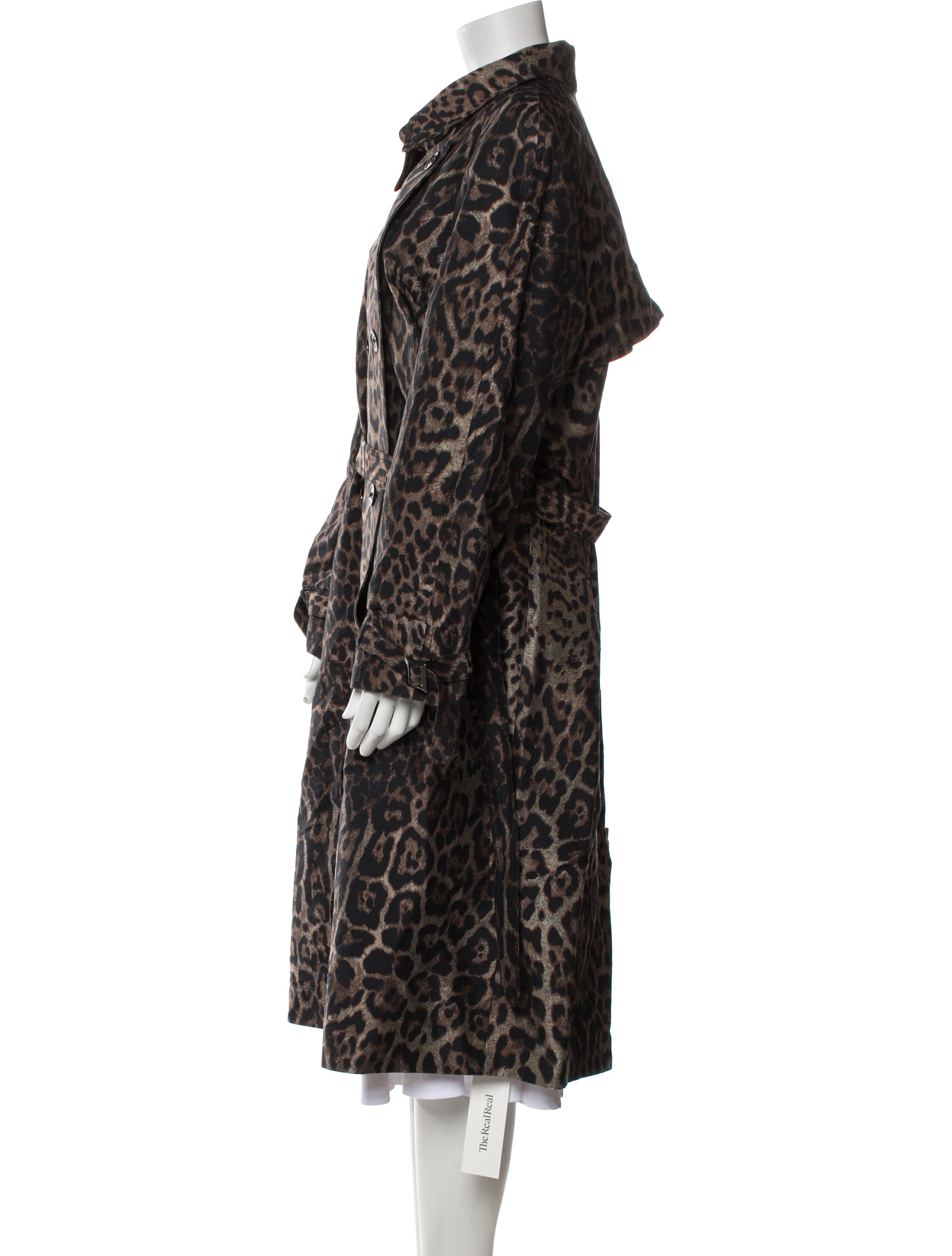 St. John Collection Animal Print Trench Coat
