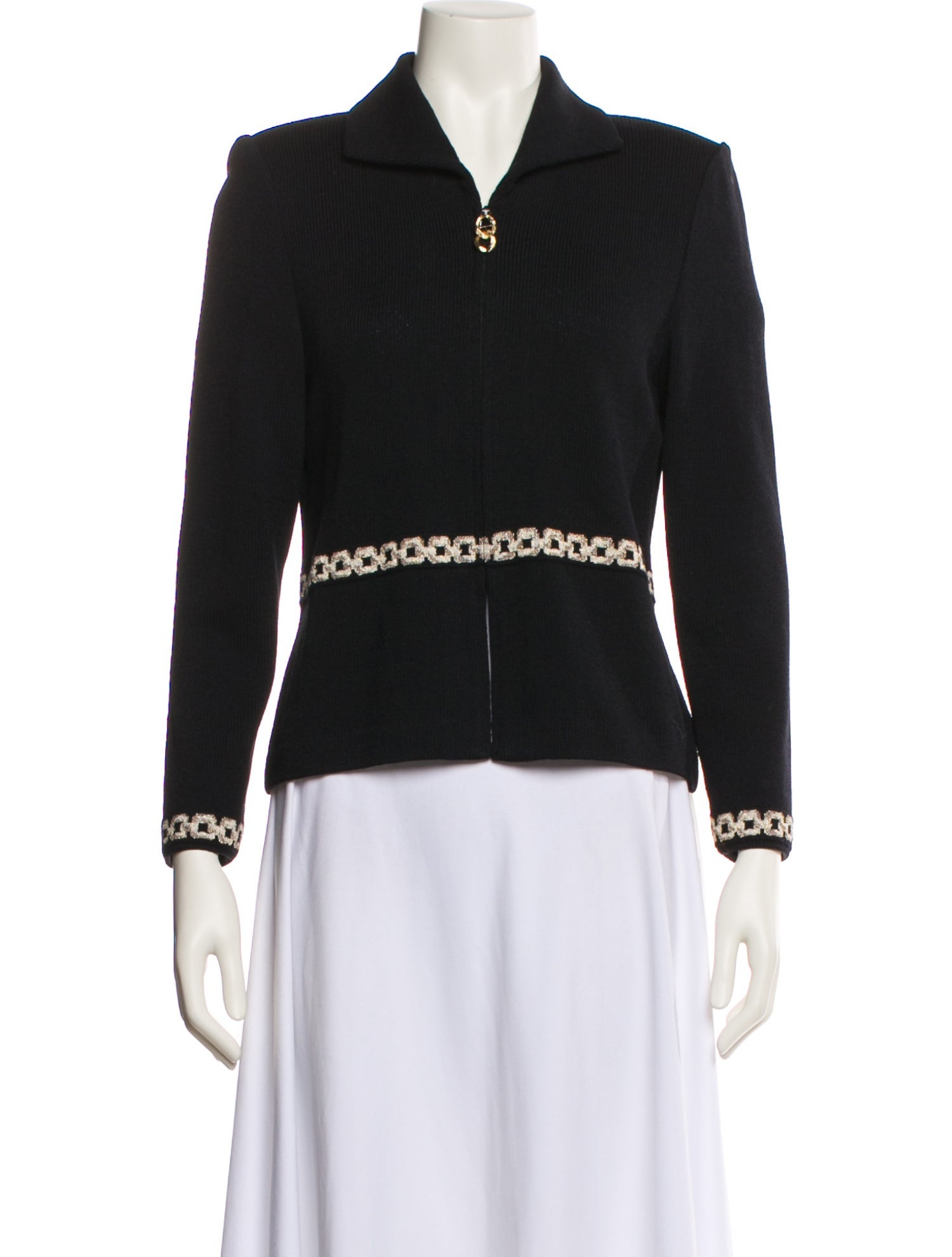 St. John Collection Merino Wool Colorblock Pattern Blazer