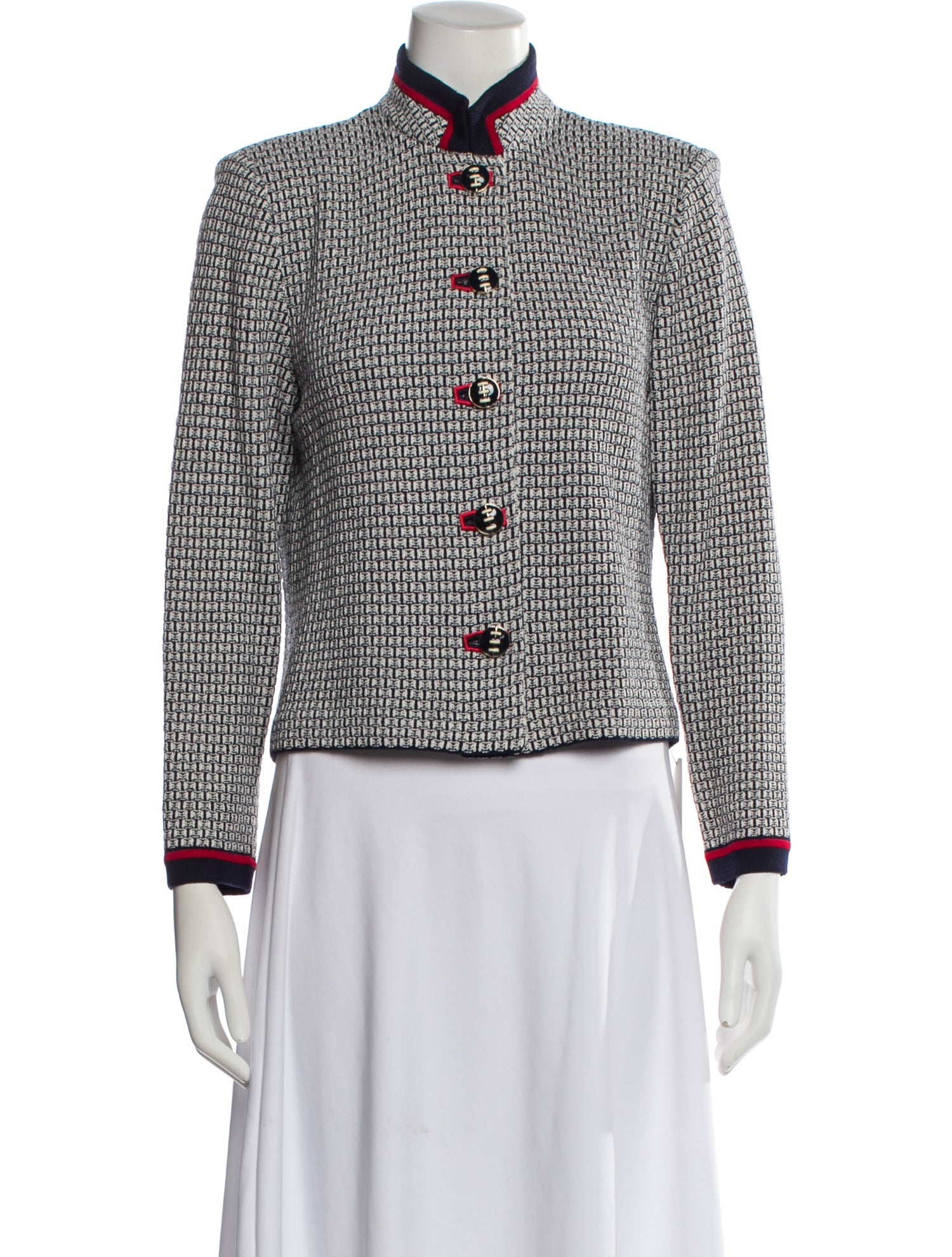 St. John Collection Wool Plaid Print Jacket