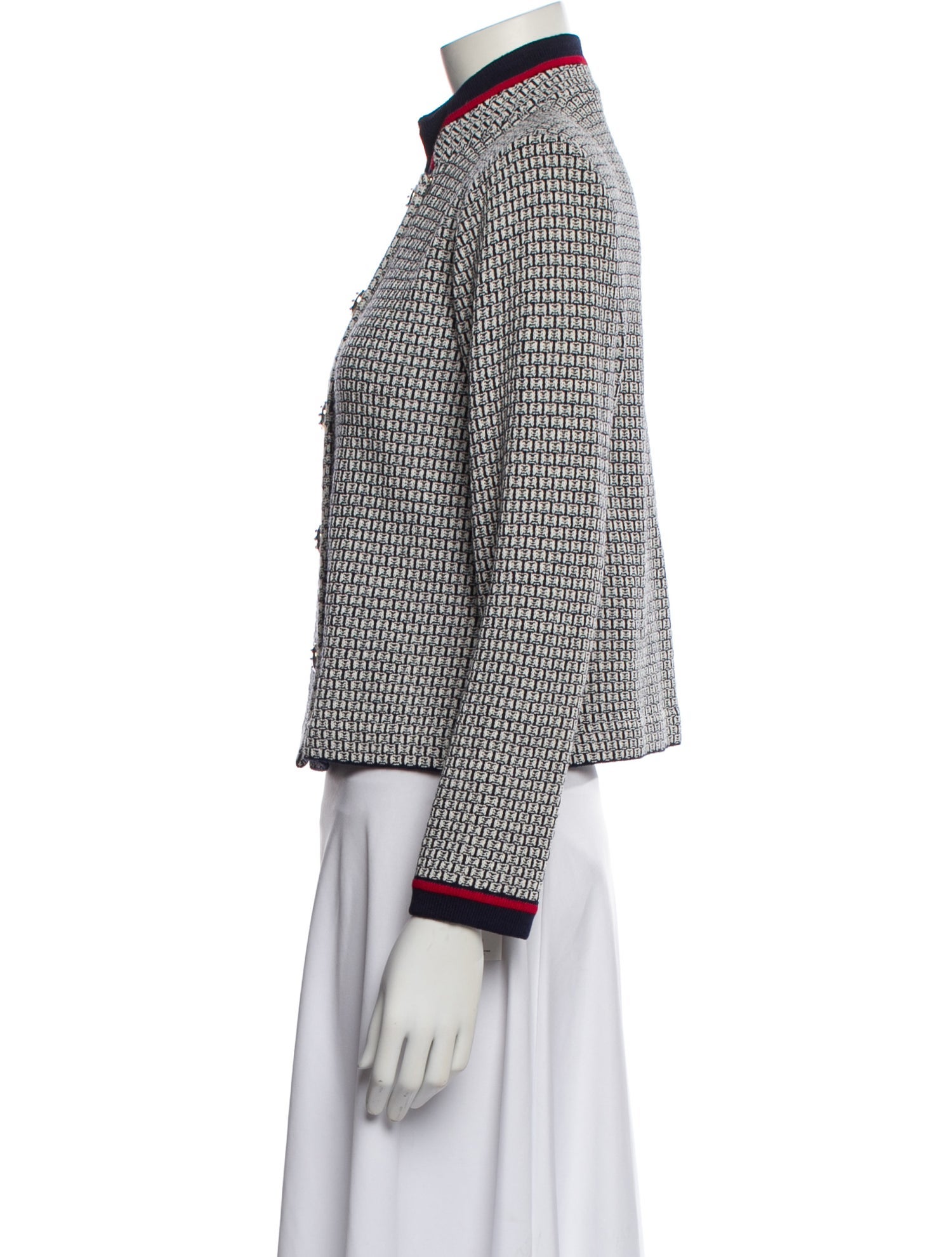 St. John Collection Wool Plaid Print Jacket