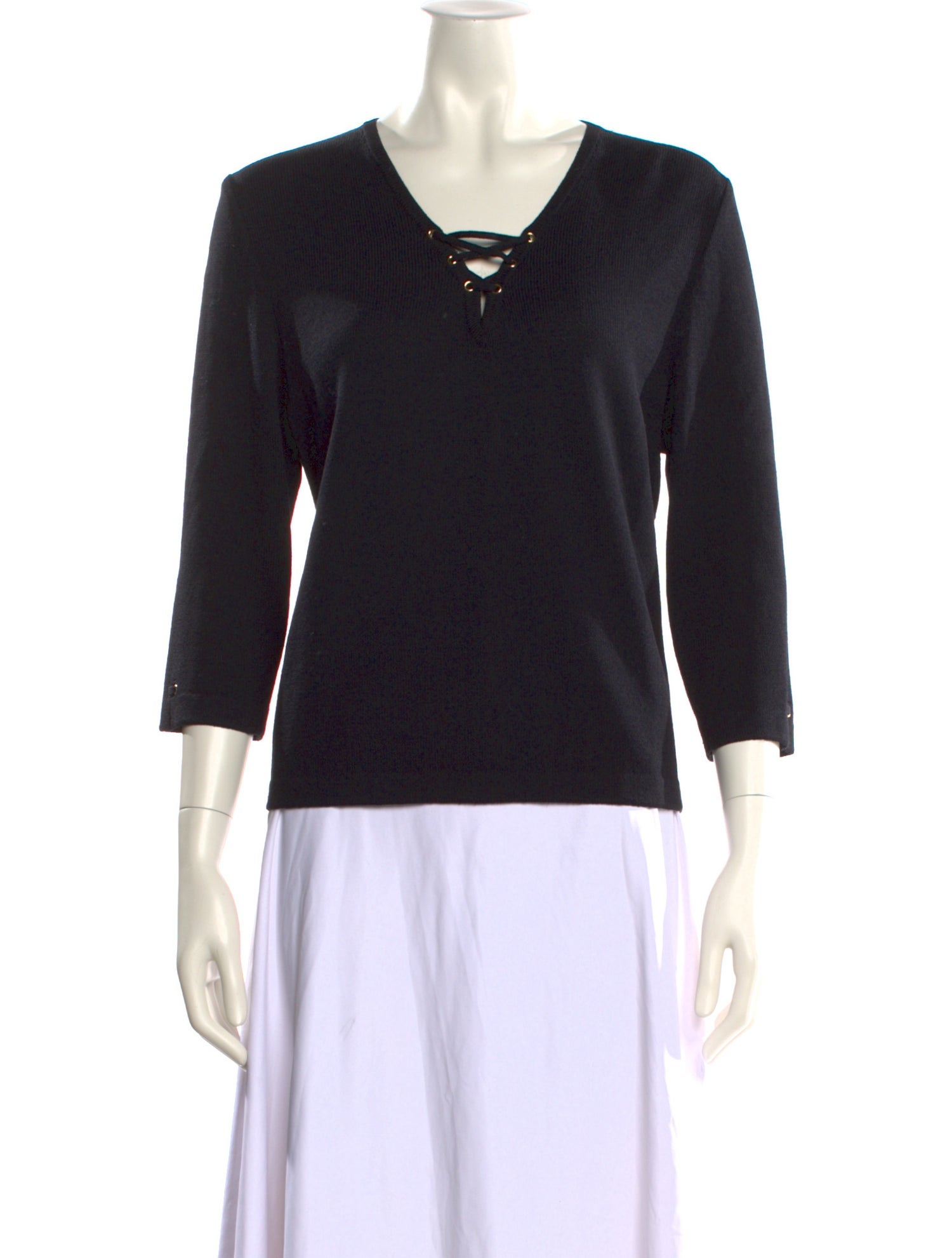 St. John Collection V-Neck Three-Quarter Sleeve Top