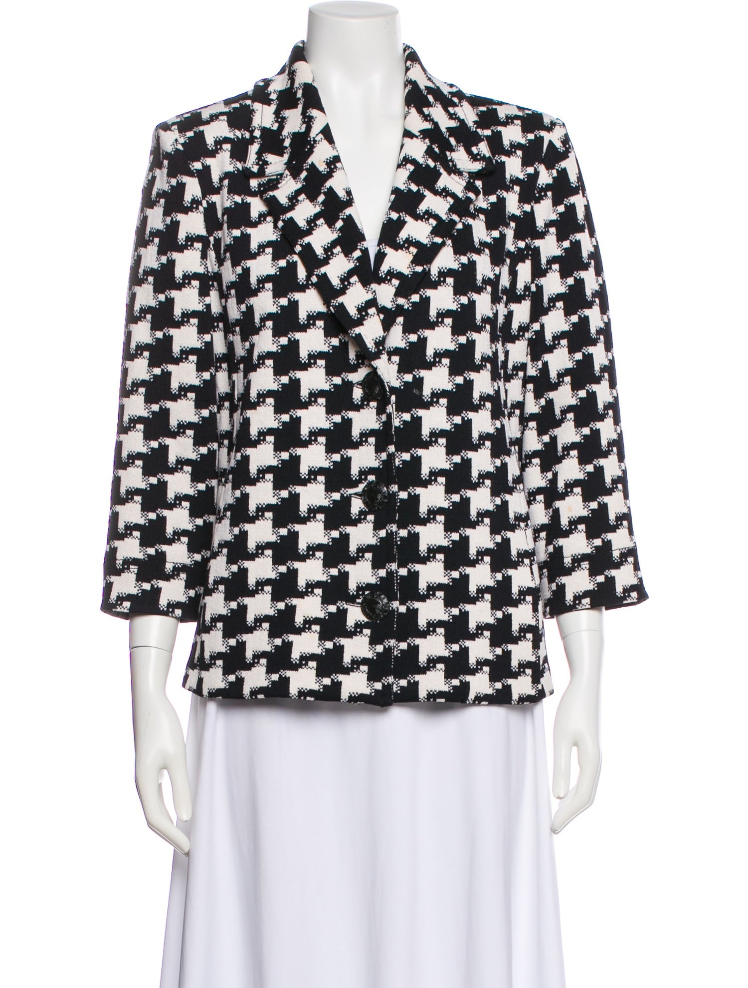 St. John Collection Wool Plaid Print Blazer