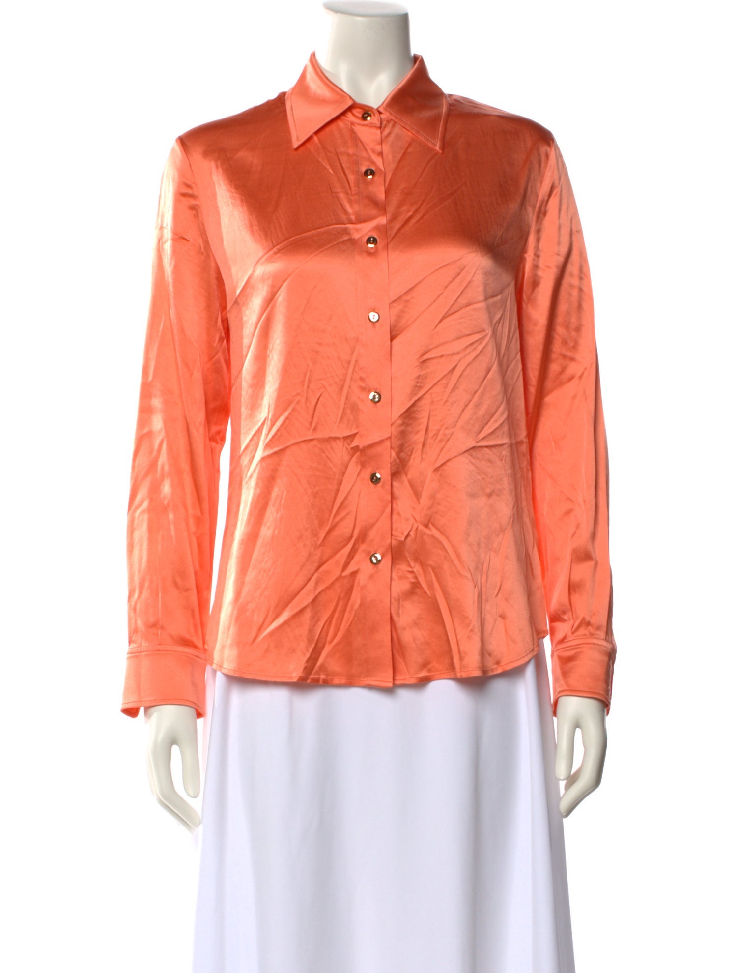 St. John Collection Silk Long Sleeve Button-Up Top w/ Tags