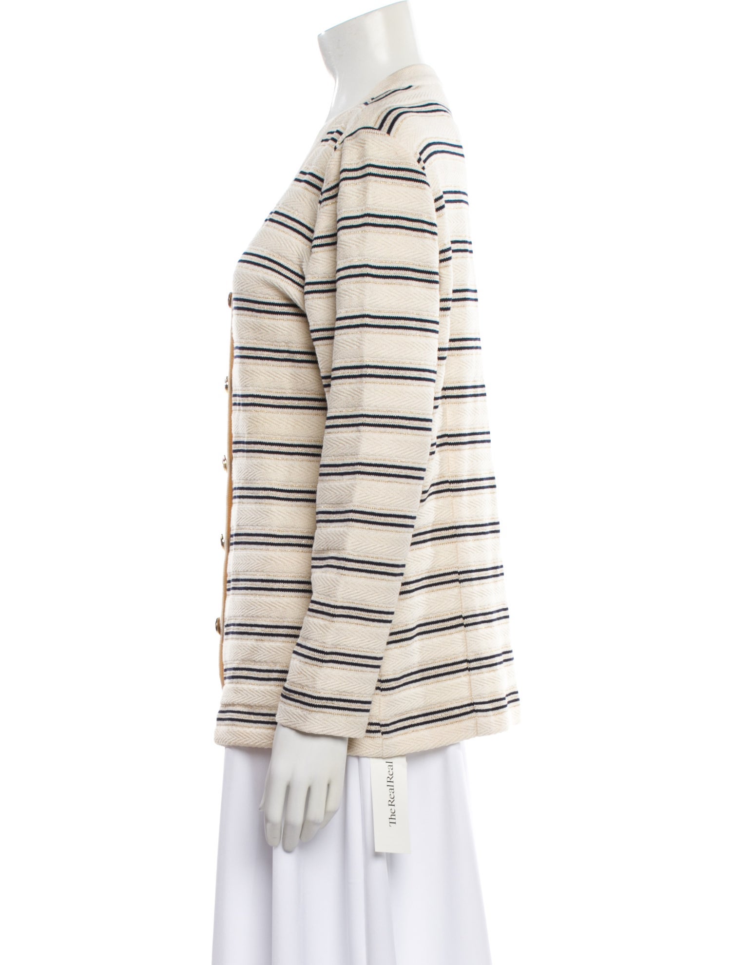 St. John Collection Striped V-Neck Sweater
