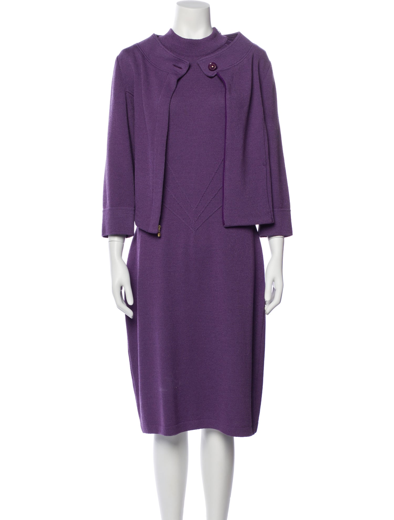 St. John Collection Wool Embroidered Accent Dress Set