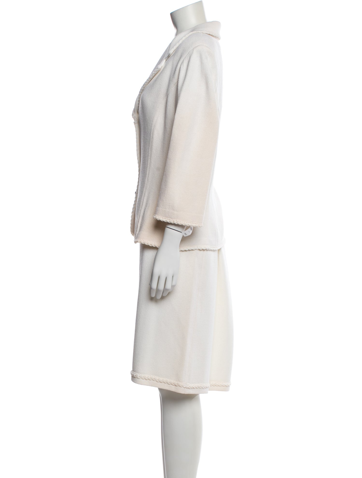 St. John Collection Wool Crochet Trim Skirt Suit