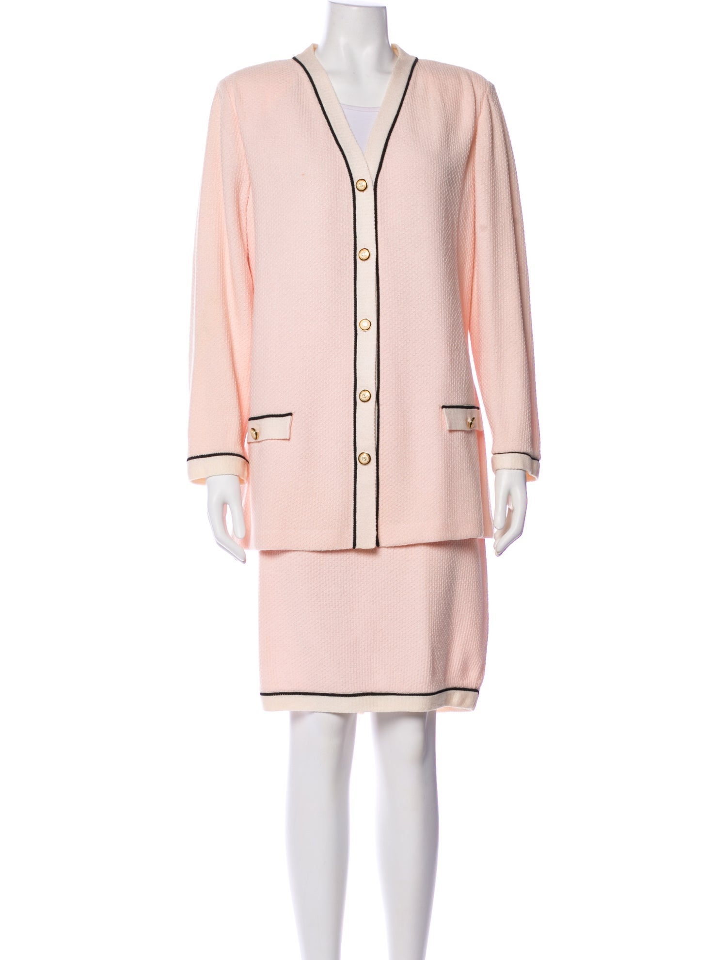 St. John Collection Wool Colorblock Pattern Skirt Set