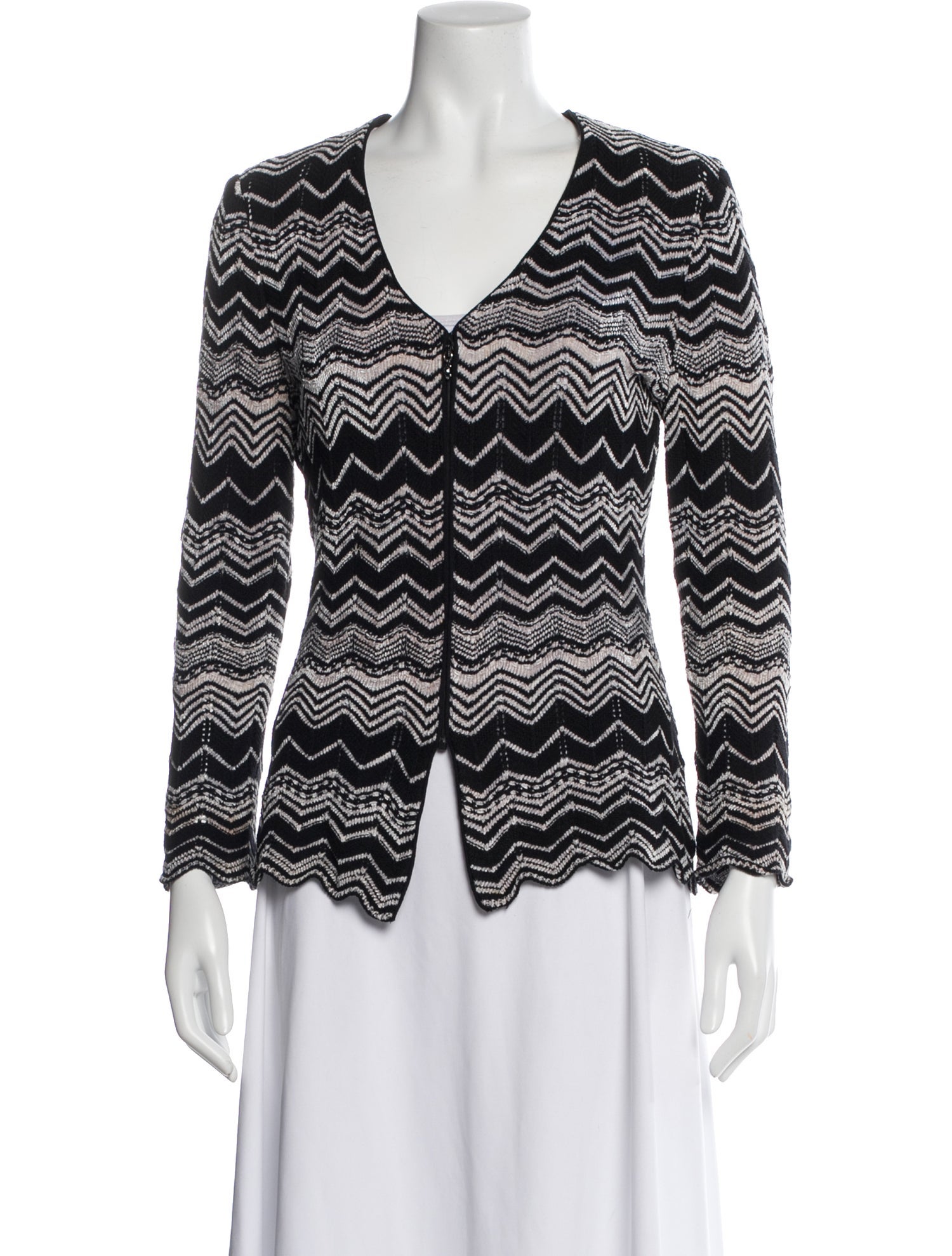 St. John Collection Striped V-Neck Sweater