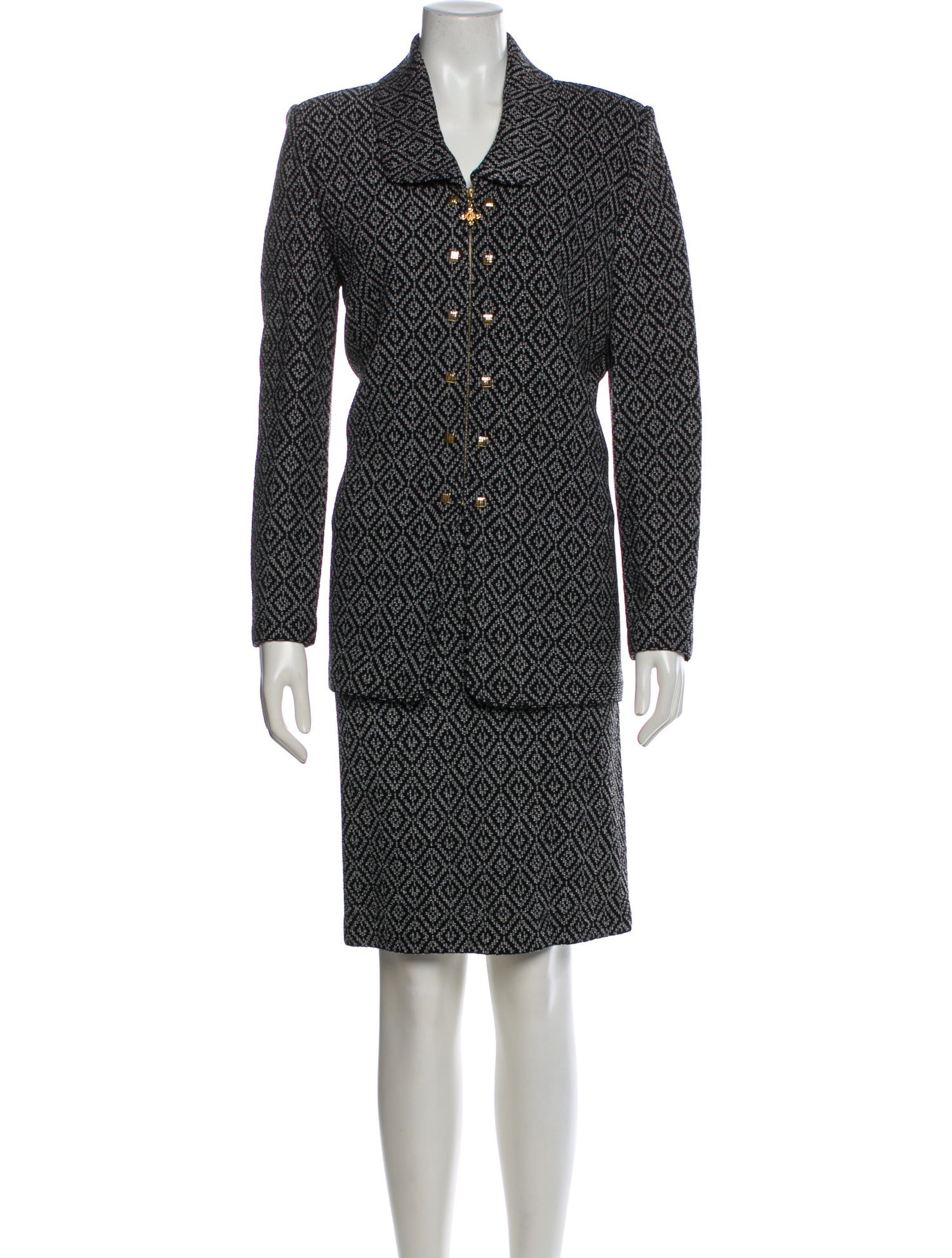 St. John Collection Wool Printed Skirt Set