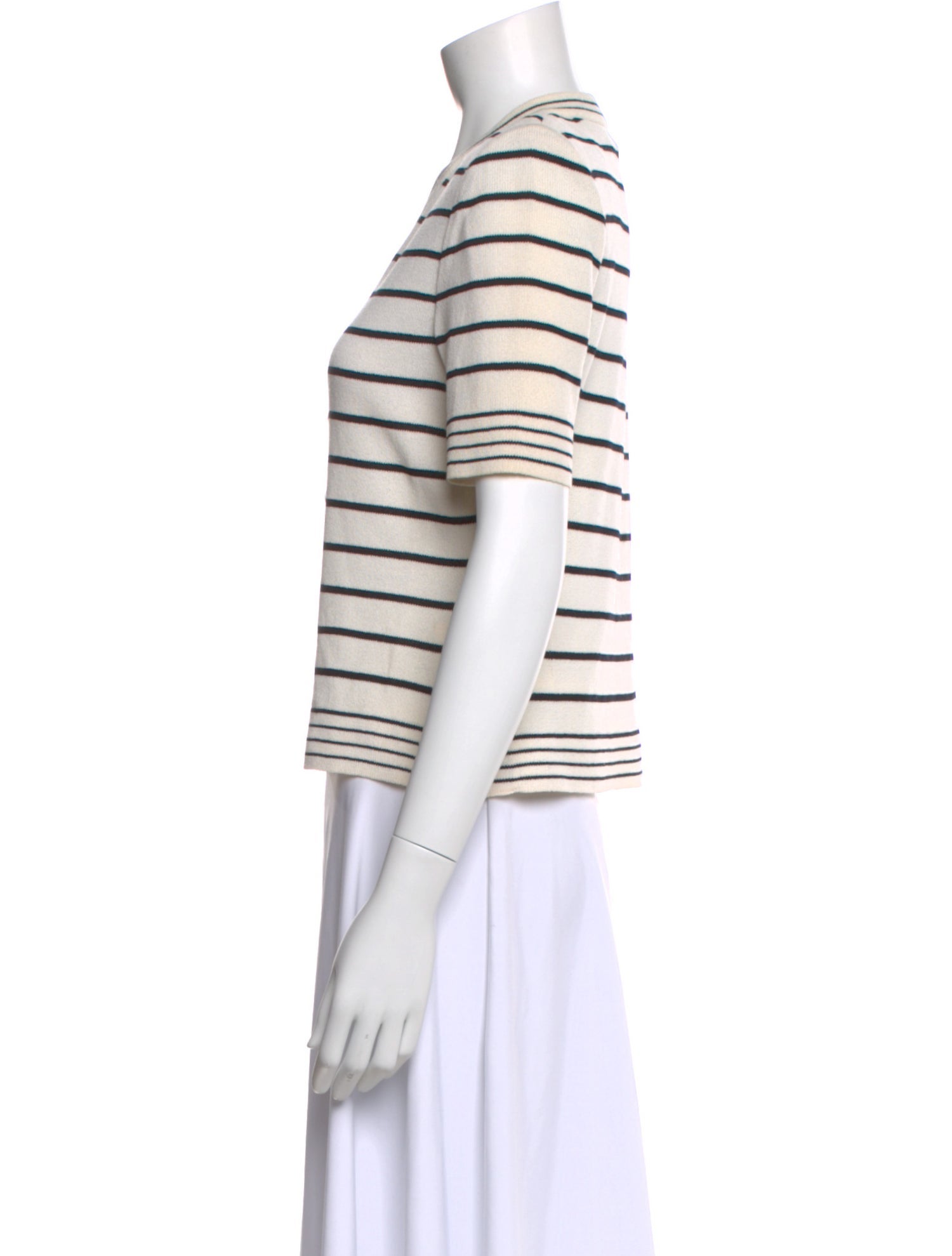 St. John Collection Striped V-Neck Top