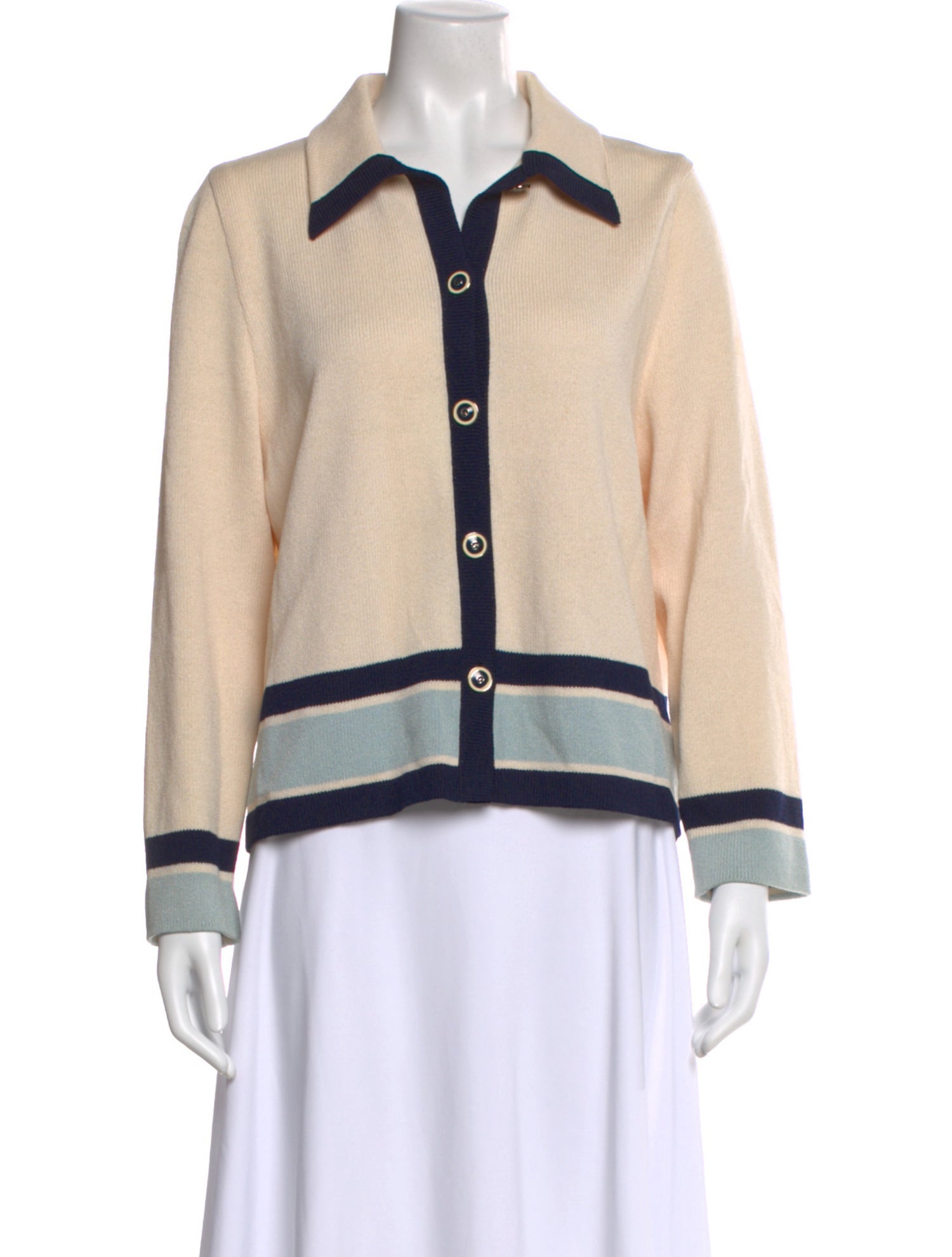 St. John Collection Colorblock Pattern Crew Neck Sweater