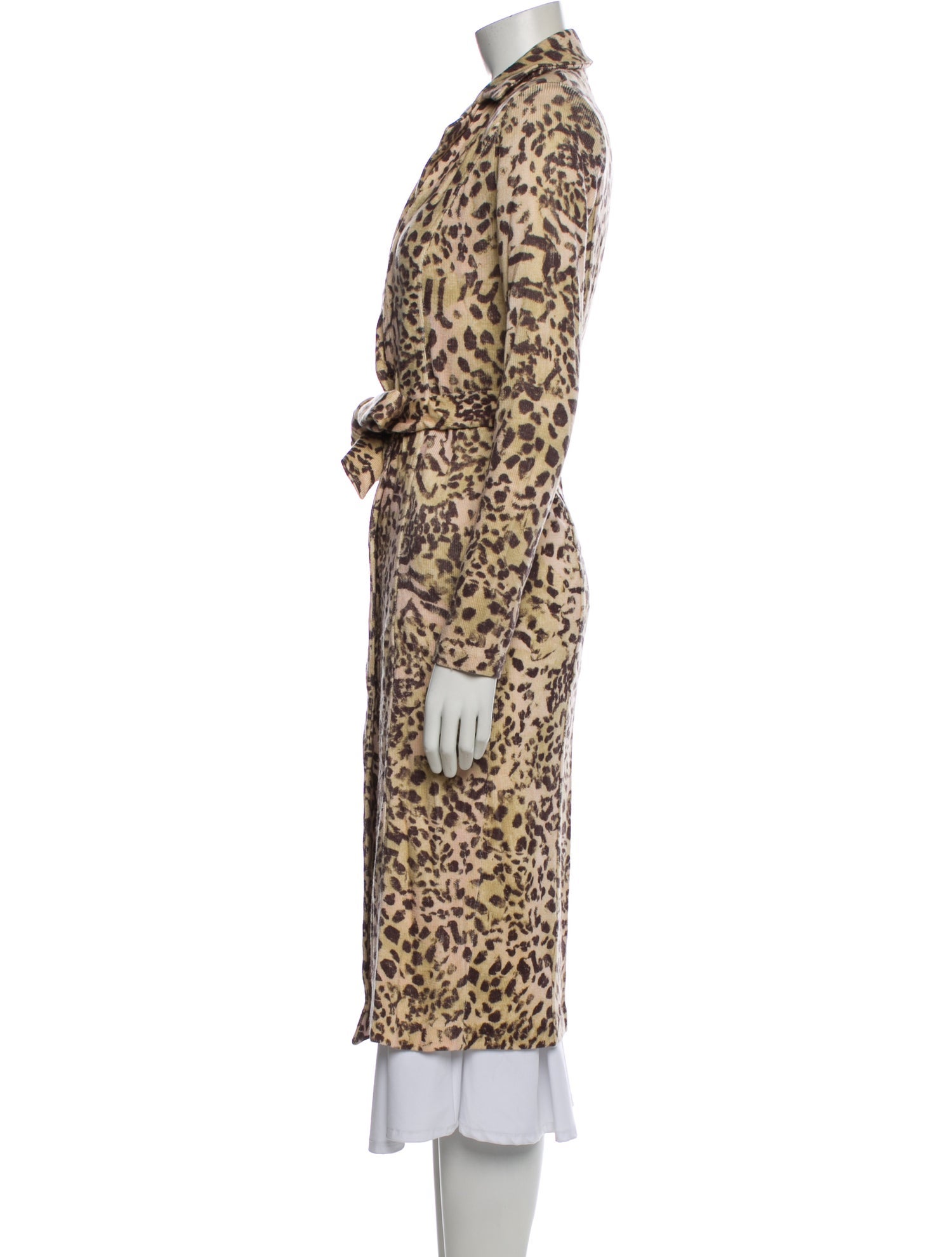 St. John Collection Wool Animal Print Trench Coat