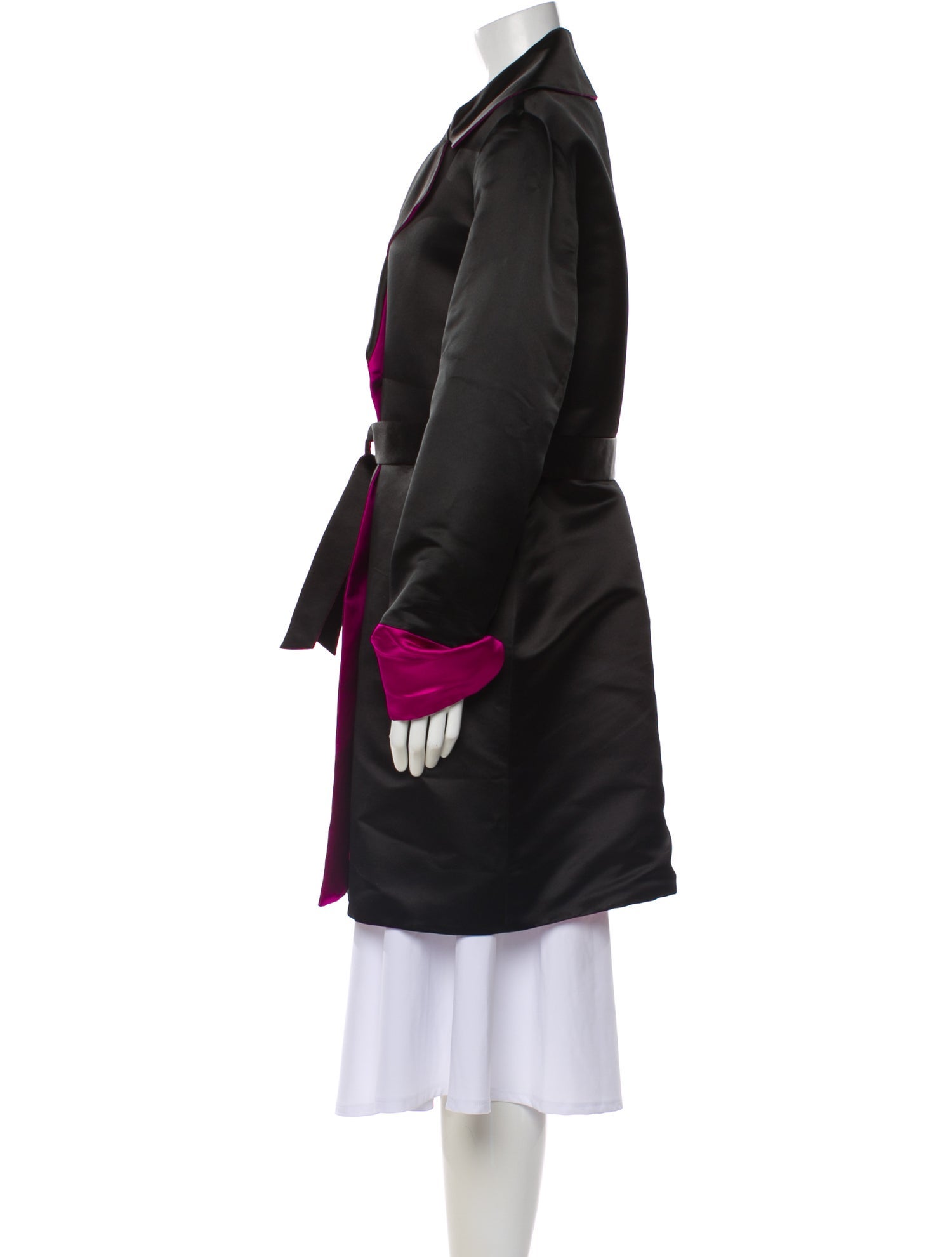 St. John Collection Silk Colorblock Pattern Trench Coat