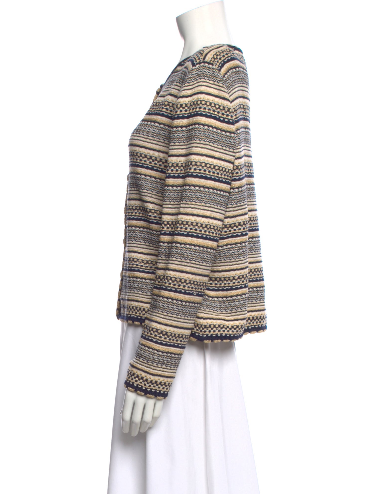 St. John Collection Striped Crew Neck Top