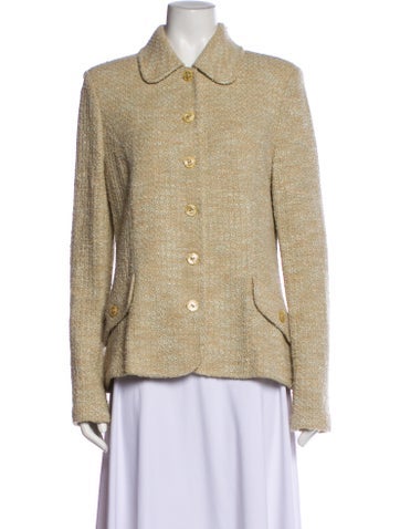 Pre-owned St John Tweed Pattern Blazer In Neutral