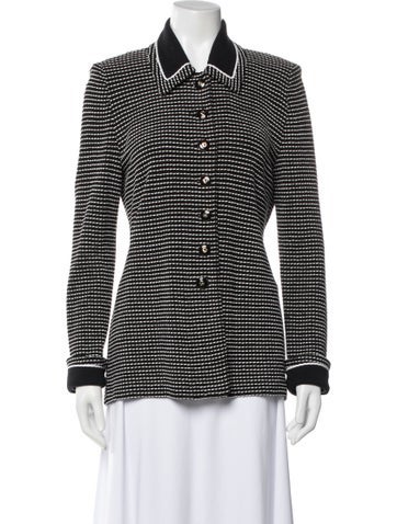 Pre-owned St John Striped Blazer In Black