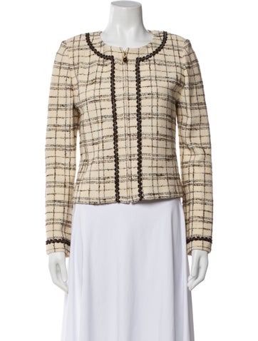 Pre-owned St John Tweed Pattern Jacket In Neutral