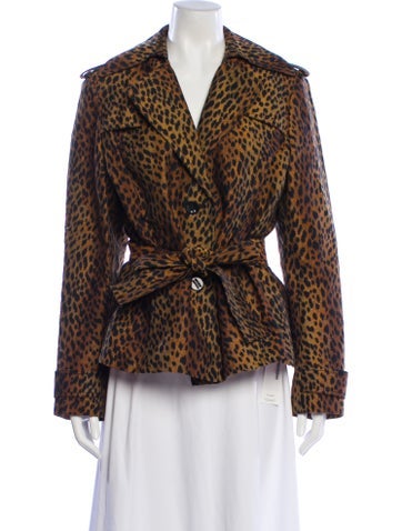 Pre-owned St John Animal Print Blazer In Brown