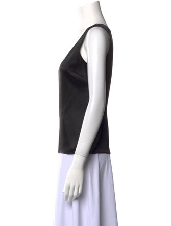 St. John Caviar Scoop Neck Sleeveless Top