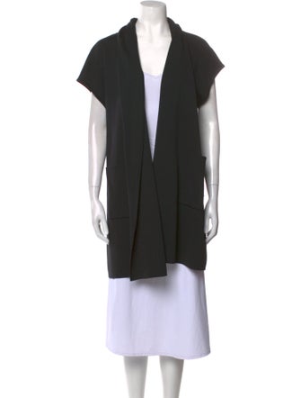 St. John Caviar Wool Open Front Sweater