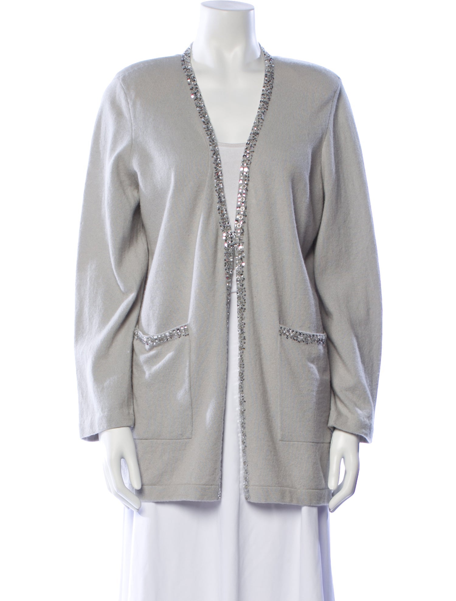 St. John Caviar Cashmere V-Neck Sweater