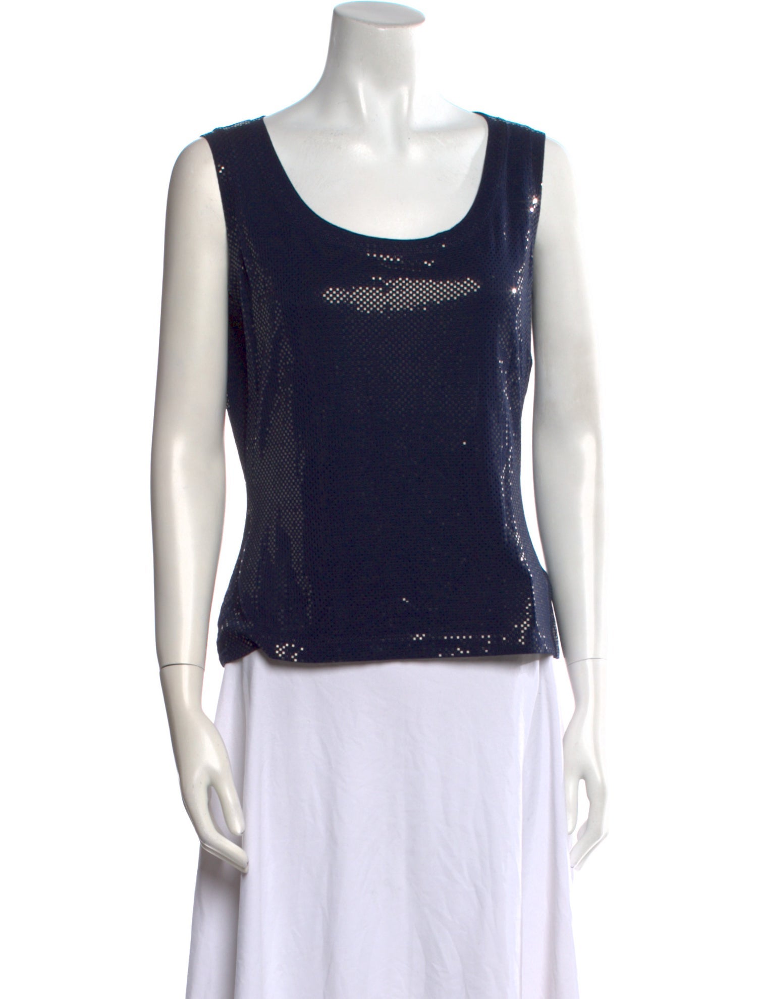 St. John Caviar Scoop Neck Sleeveless Top