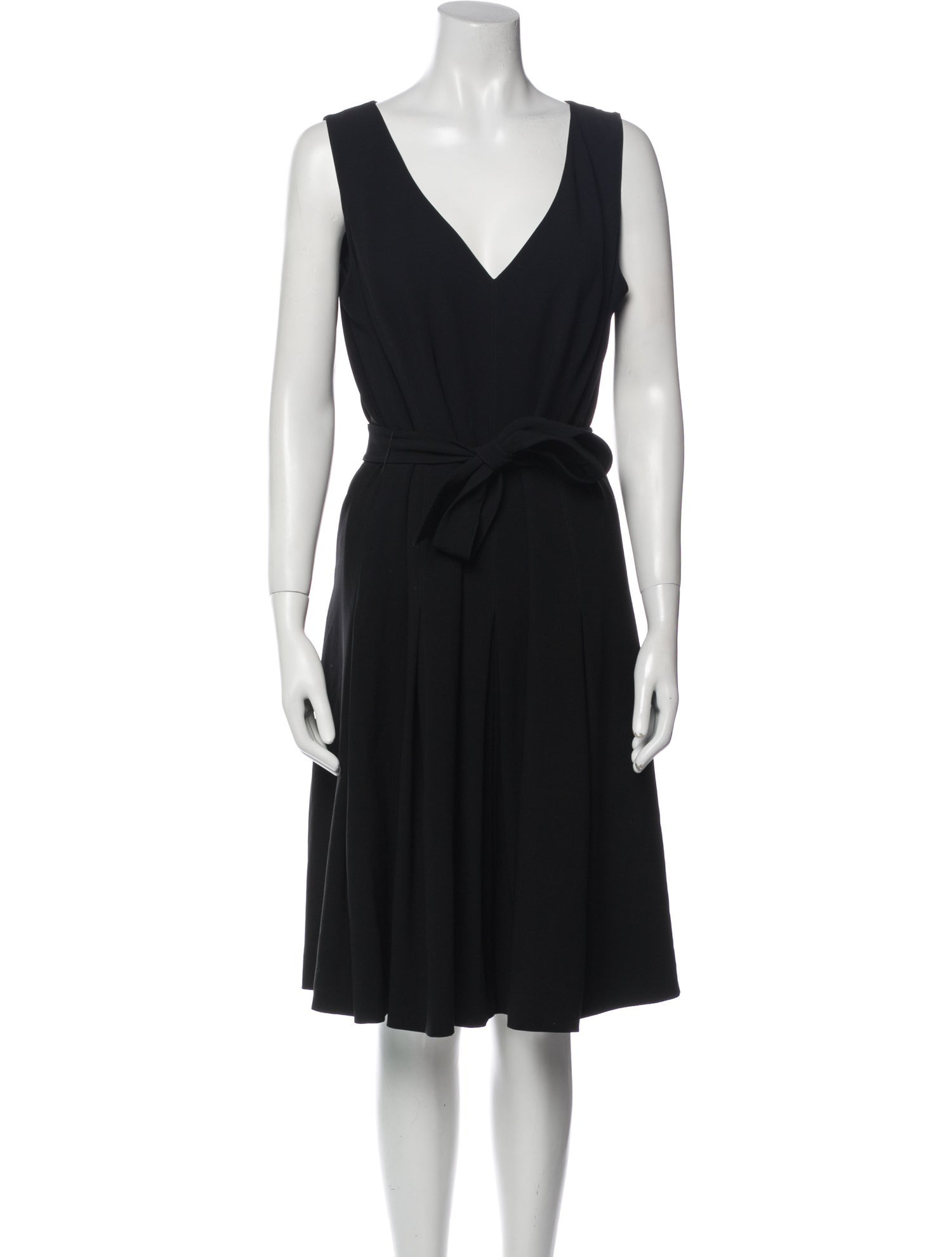 St. John Caviar V-Neck Knee-Length Dress