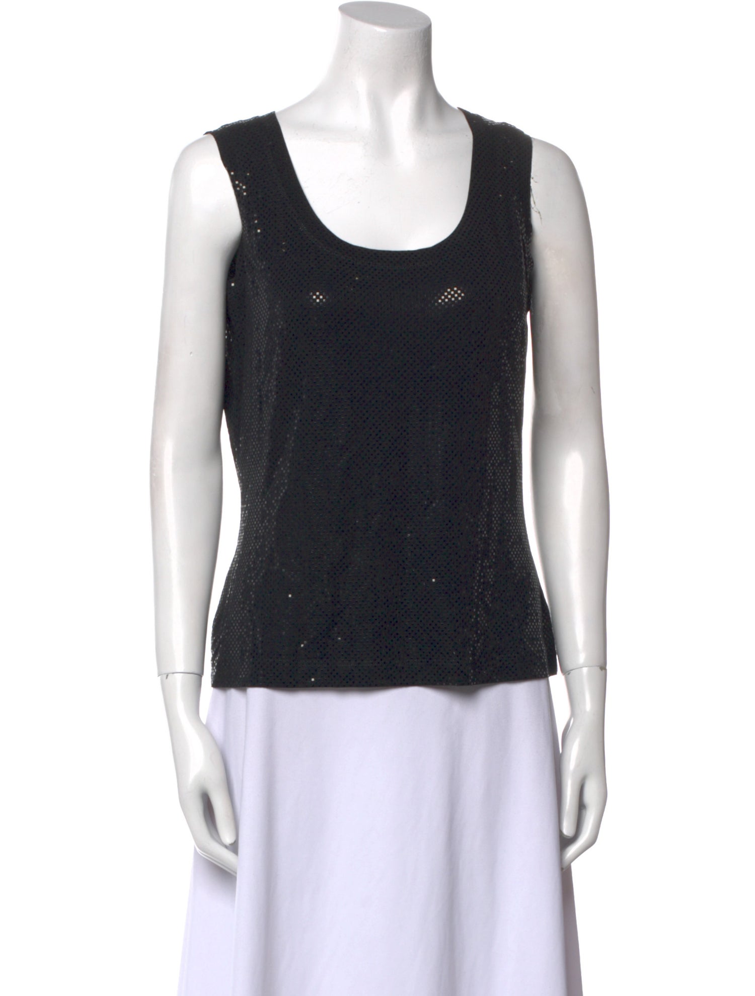 St. John Caviar Scoop Neck Sleeveless Top