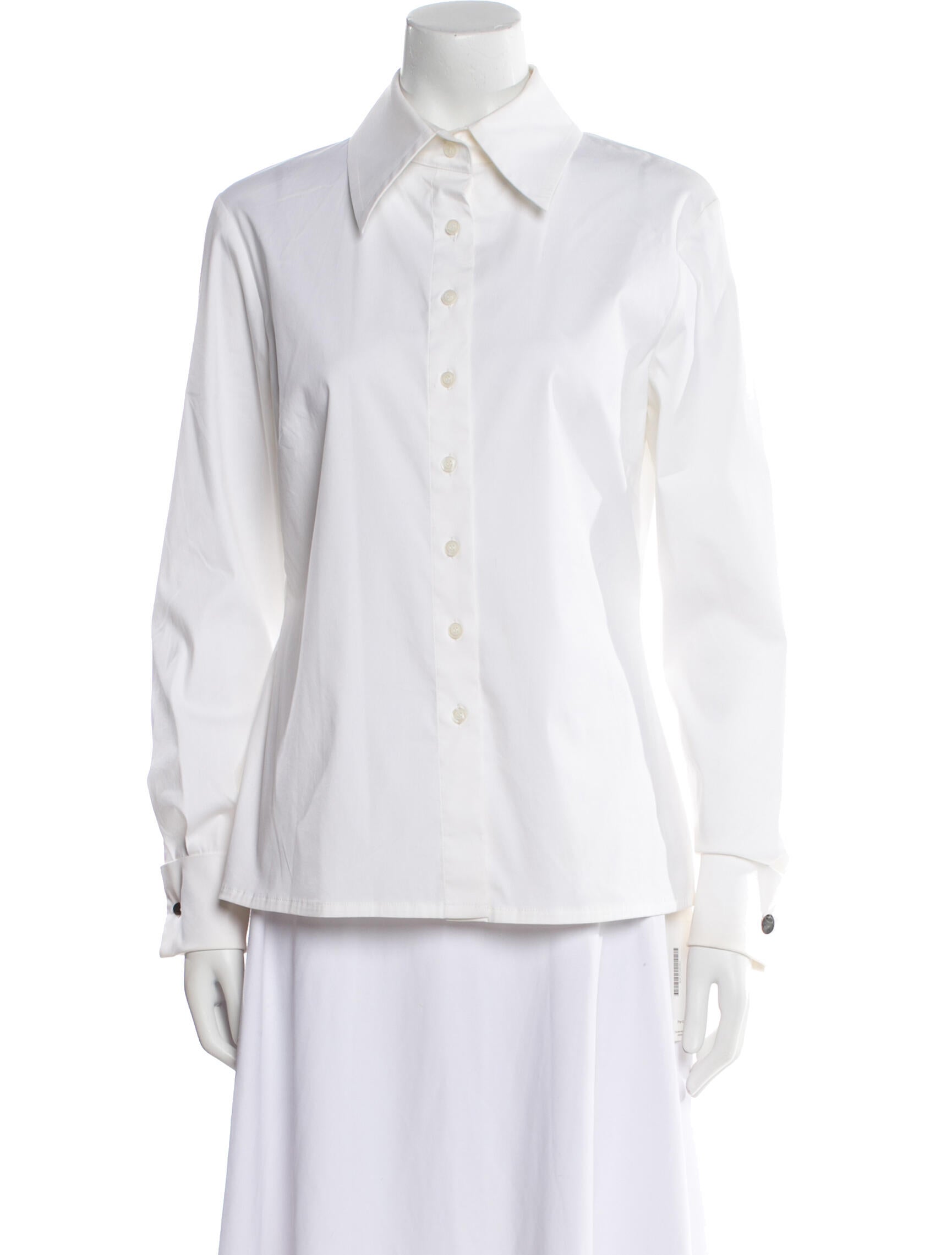 St. John Caviar Long Sleeve Button-Up Top