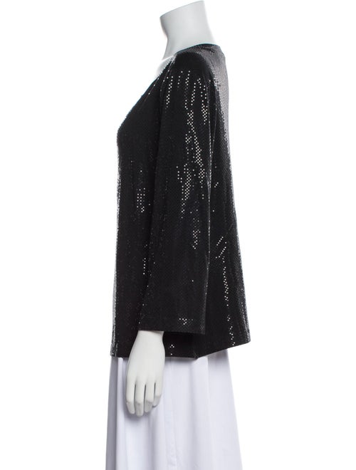 St. John Caviar Scoop Neck Three-Quarter Sleeve Blouse